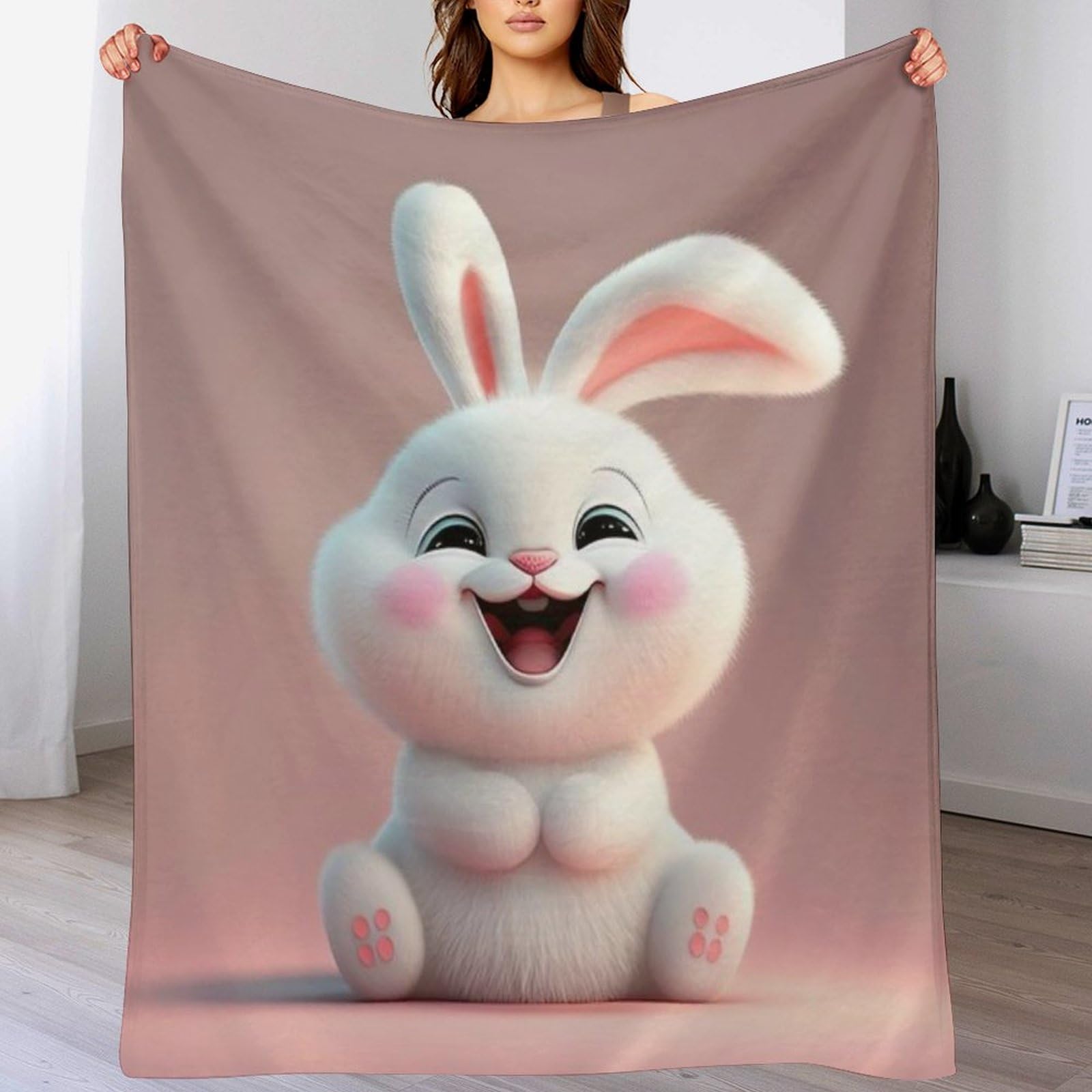 Couverture en flannel lapin mignon pour réchauffer vos soirées cocooning sur le canapé