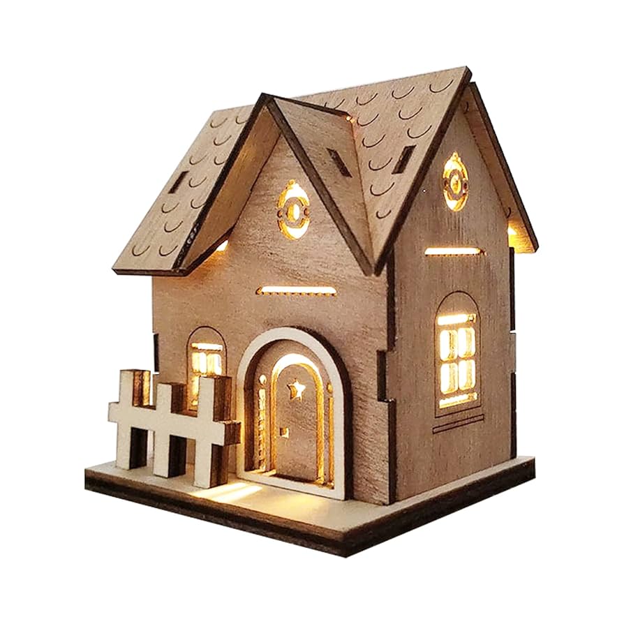 クリスマス置物ハウス ミニハウス 光る雪の家 オーナメント LEDライト付 Amazon.co.jp: クリスマス 飾り ミニハウス 子供 置物 木製 光る