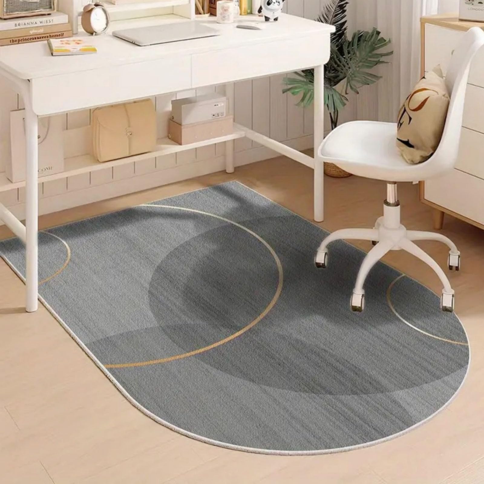 Odot Alfombra para Silla de Escritorio - Alfombrilla Protectora para Suelos Alfombra Silla Ruedas Antideslizante Gaming Tapete de Protección para Parqué y Suelos Duros (CÃrculos Grises,80x120cm)