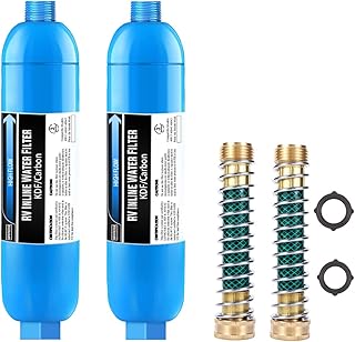 Lifefilter RV Inline Water Filter with Flexible Hose Protector,Reduces Lead, Fluoride, Chlorine, Bad Taste&Odor,Compatible with 40013, 40041, 40043 KDF Filter, 2 Pack