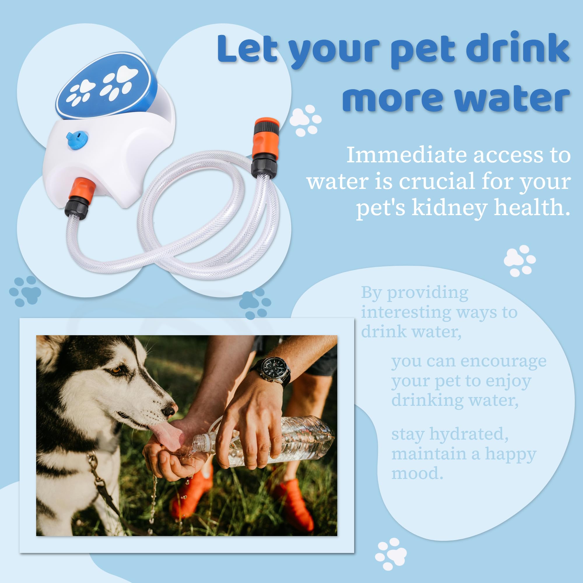 Gugxiom Fontana da esterno per animali domestici, fontana per cani con funzione di pedale, erogatore di acqua per cani, di erogazione dell'acqua per zampe per acqua fresca