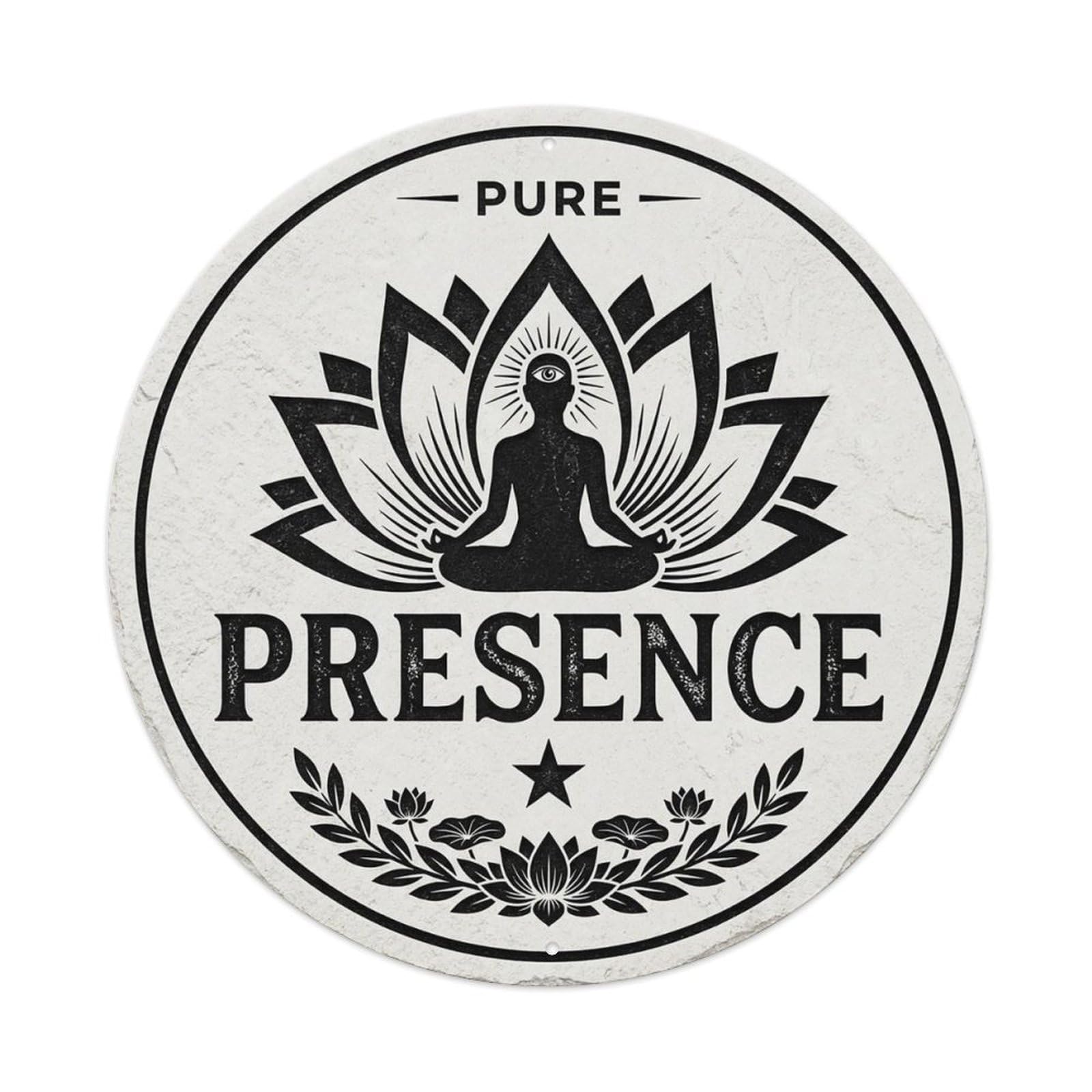 Zen Flower Meditation Den Presence Vintage Metal Tin Sign Plaque Wall Decor for Cafe, Club Bar, Office, Garden Metal Poster 8x8Inch