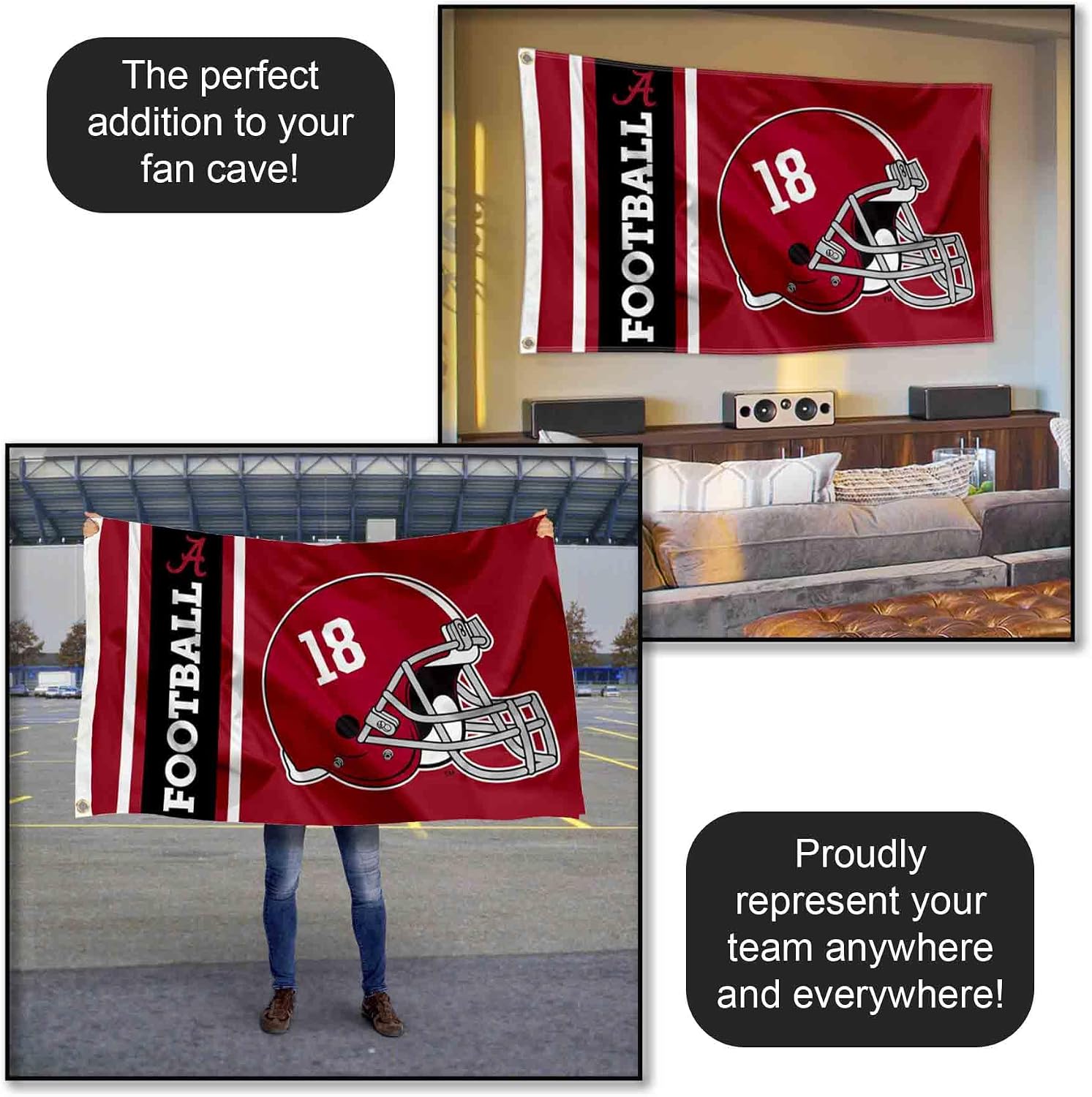 Alabama Crimson Tide Football 3x5 Grommet Flag