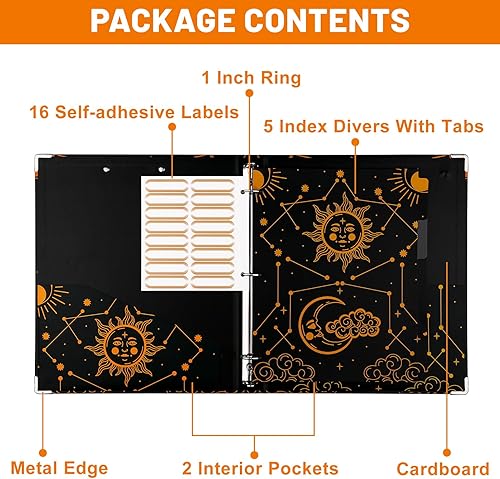 Miniatura 3 de HAOQINA Carpeta de 3 anillos de 1 pulgada, 5 pestañas divisoras de índice, portapapeles de tres anillos para papeles tamaño carta, organizador de