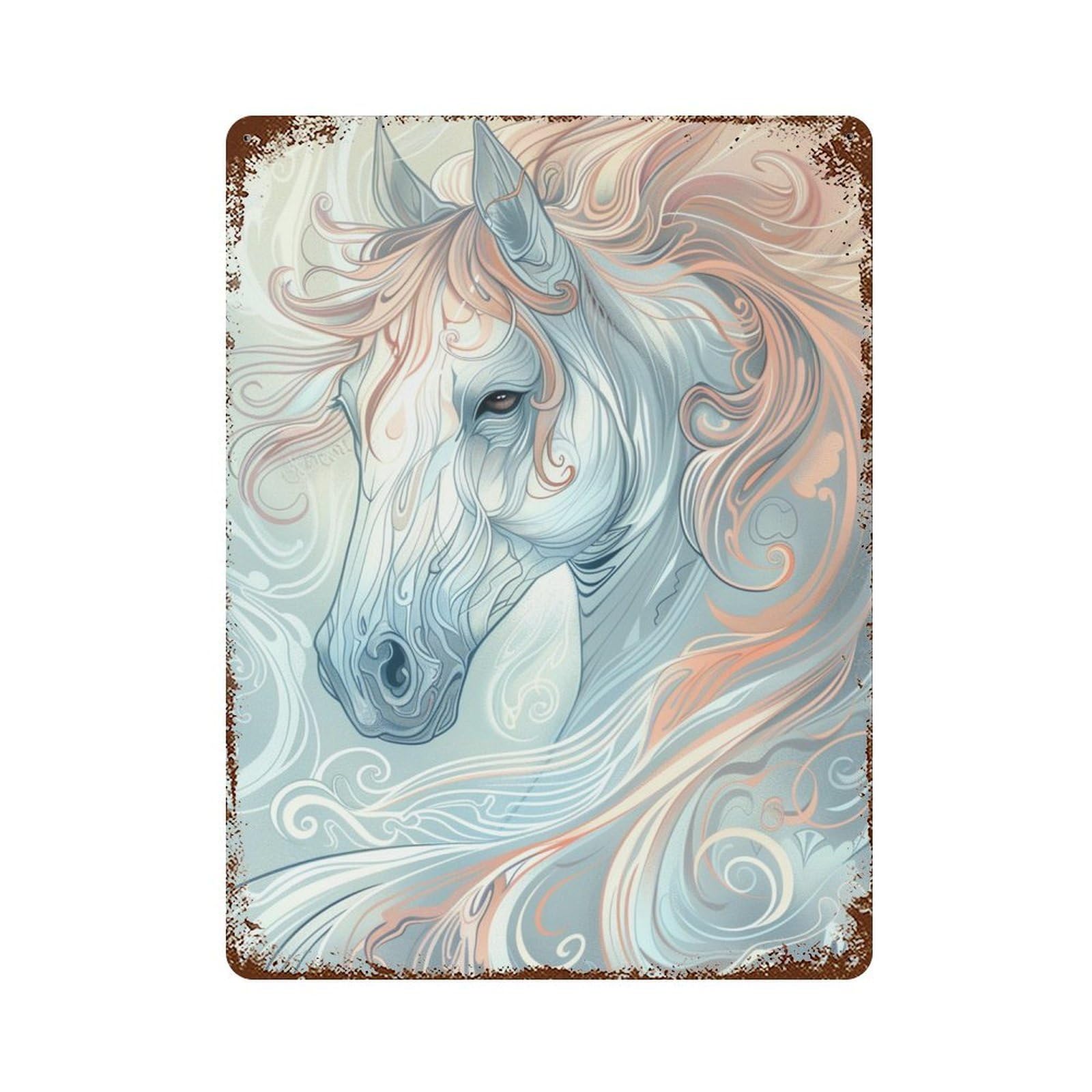 Fantasy Horse Art Print 15.7"x11.8" Decorative Tin Sign, Farmhouse Wall Decor for Farmhouse, Kitchen And Entryway Decor