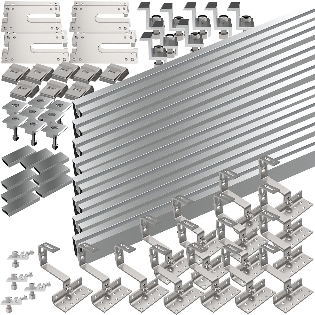 revolt montaggio fotovoltaico: Set di montaggio sul tetto, per 4 moduli solari, 68 pezzi, flessibile (kit di per tegole fotovoltaiche, supporti pannelli solari da tetto, PV)