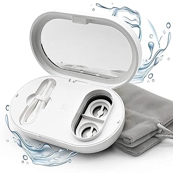 Amazon Luxroom 超音波コンタクト洗浄機 56000hz 蛋白除去 強力洗浄 ミニ超音波コンタクト洗浄器 Ipx7防水 水洗い可能 化粧鏡付き 静音 コンパクト 携帯便利 コンタクトレンズ 装着 レンズサポートケット ハードコン ソフトコン カラコン 三用 日本語説明書付き 産業