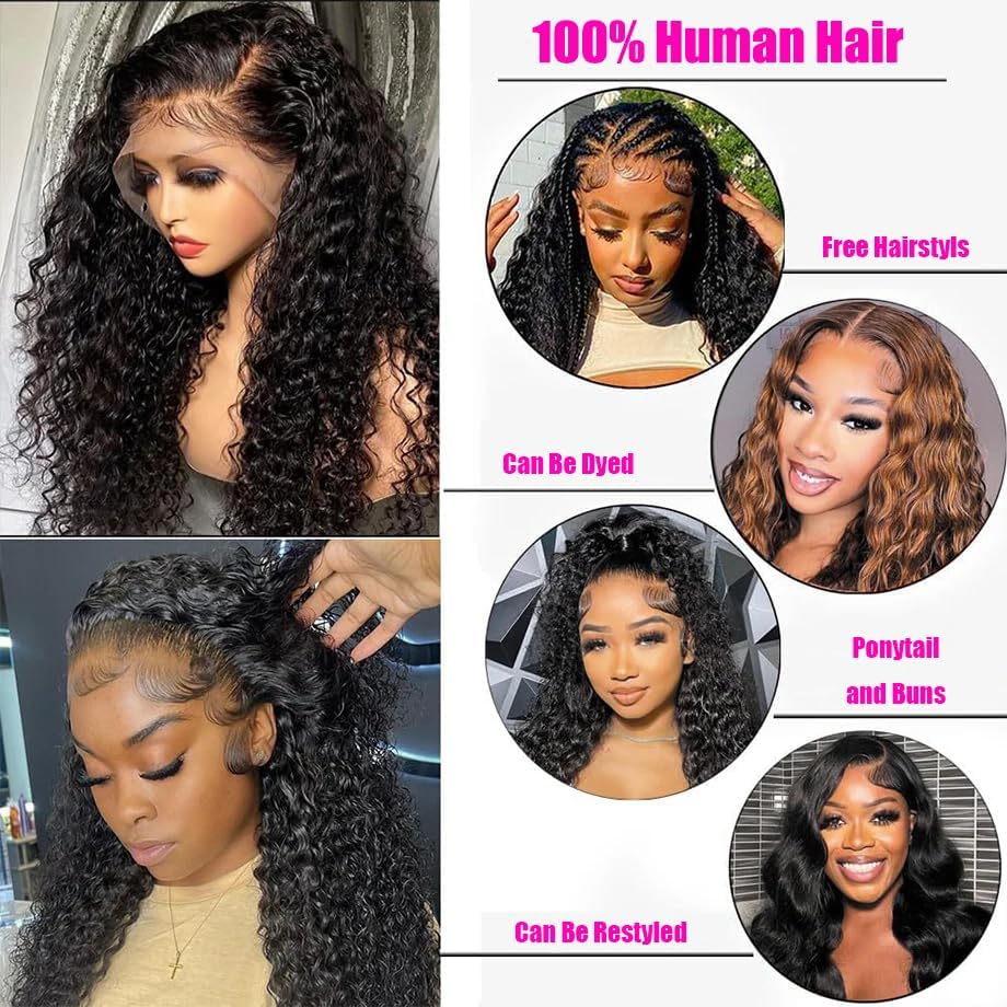 VIPbeauty 13x6 Deep Wave Lace Front Wigs Human Hair 200 Density Transparent HD Lace Frontal Wig for Black Women Pre Plucked With Baby Hair Virgin Hair Wigs 18 Inch - Image 4