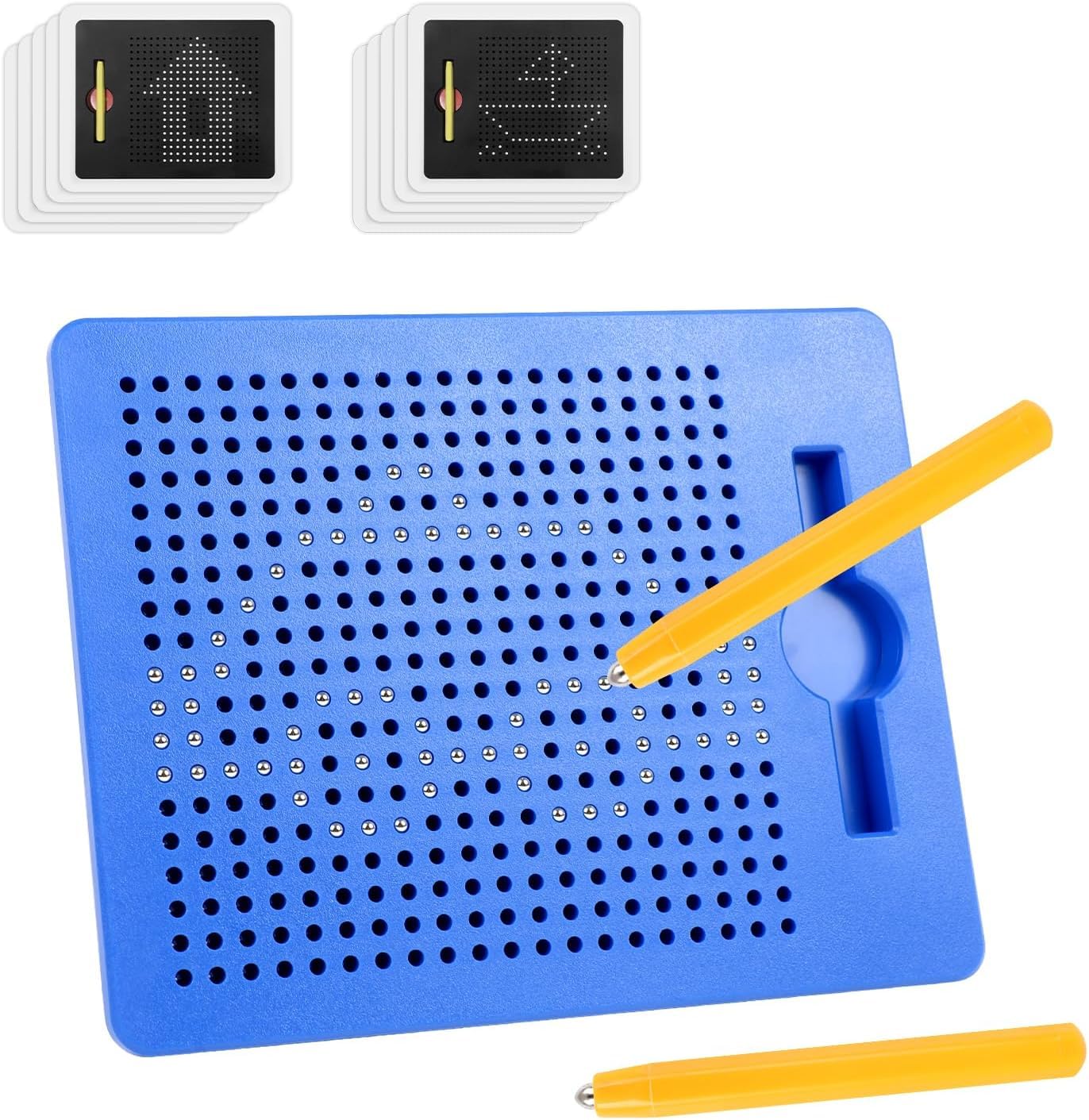 VEYLIN Magnetic Drawing Board for Kids, Steel Ball Doodle Pad with Magnetic Pen, Preschool Educational Drawing Toy for Children's Drawing (Blue)