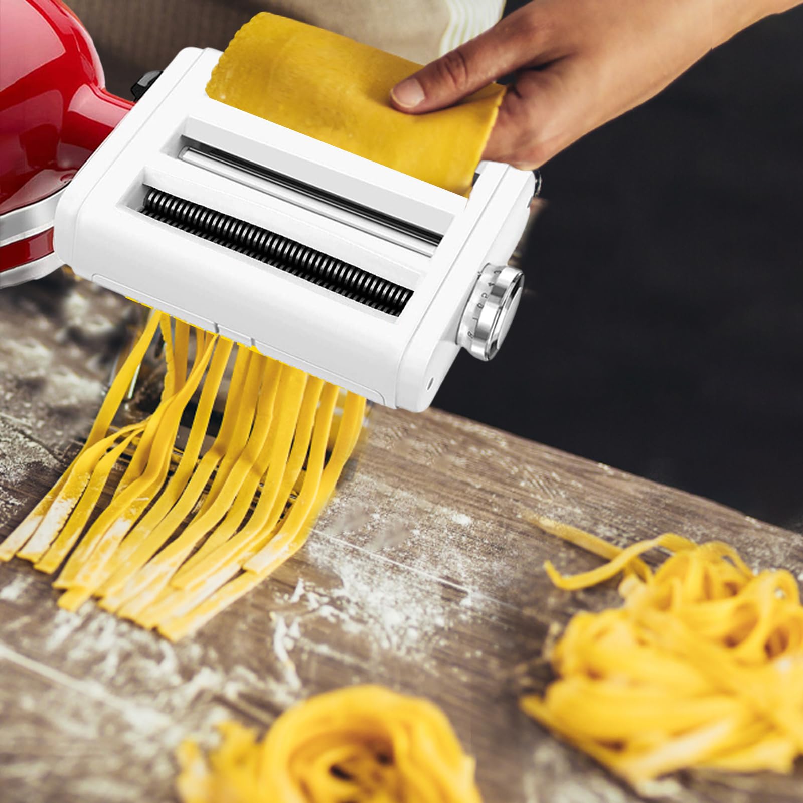 Pasta Roller & Cutter 3-in-1-Set – Vielseitiges Zubehörset Pastata | Herstellung | Roll-Schneidwerkzeuge Frische Hausgemachte Pasta, Lasagneplatten, Spaghetti Fettuccine, Ideal für Küche