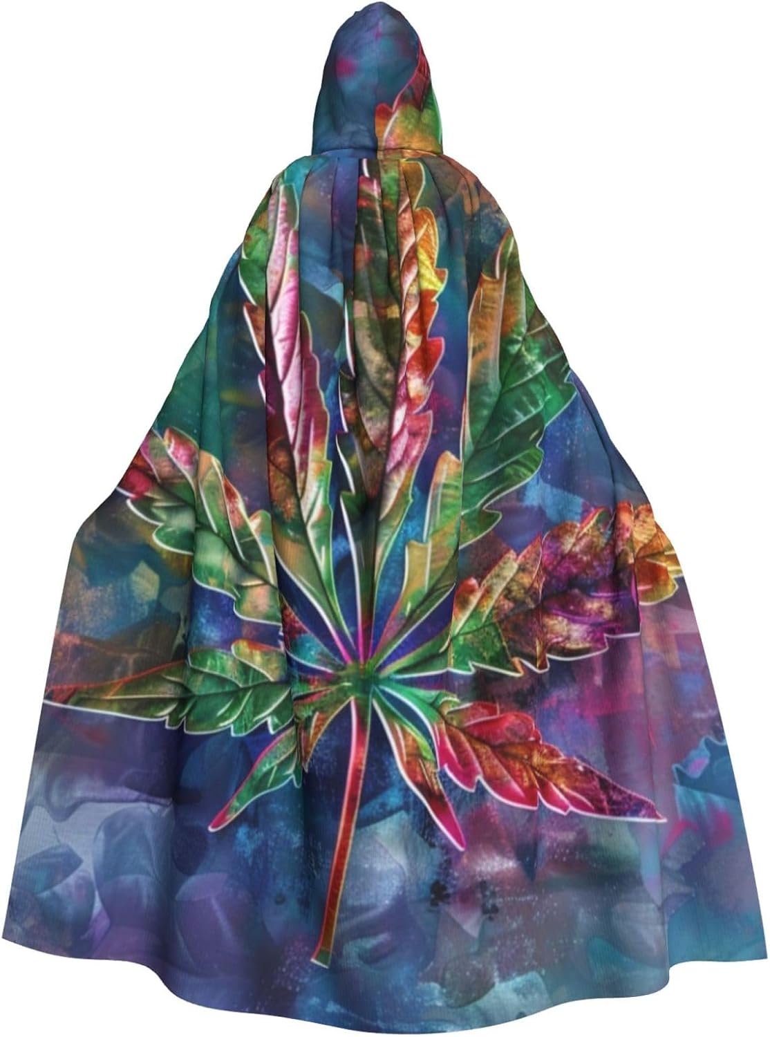 Unisex Hooded Robe Cloak Halloween Cosplay Costumes for Adult Cool Cloak with Hood Man Women - Multicolor Marijuana Leaf Weed Art