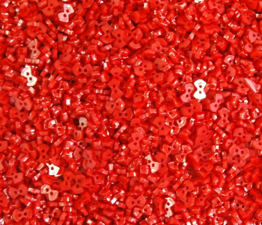 celloexpress 6mm Mini Doll Buttons for Dolls & Soft Toys Clothes - Assorted Colours & Designs (Pack of 2000, 6mm, Bowties - Red) โ image 1