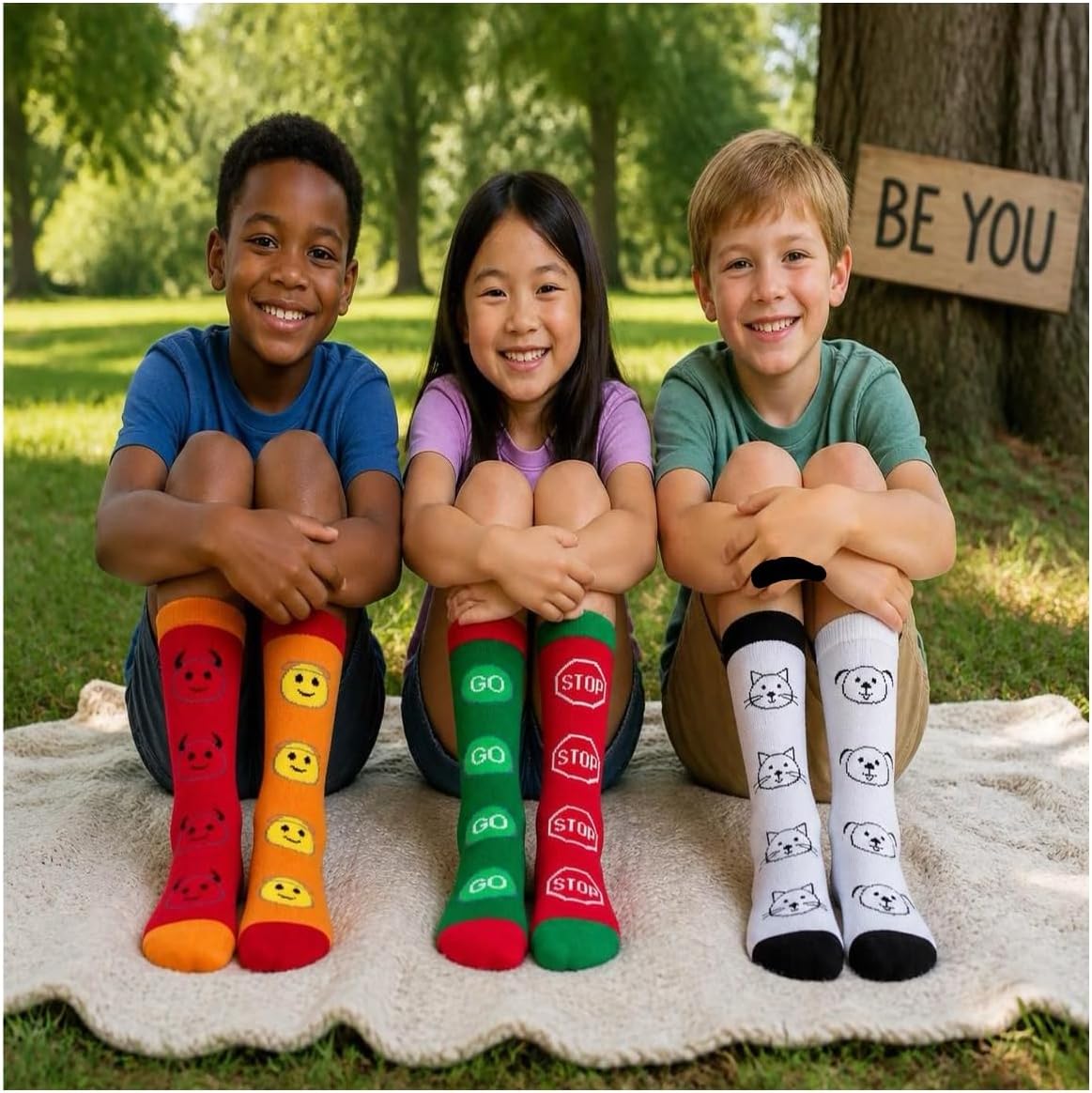 Mixin Itup Kids Crew Cut Socks - The Opposites Collection -1-3 Years (with grips) 3-6 & 6-9 Years (without grips)