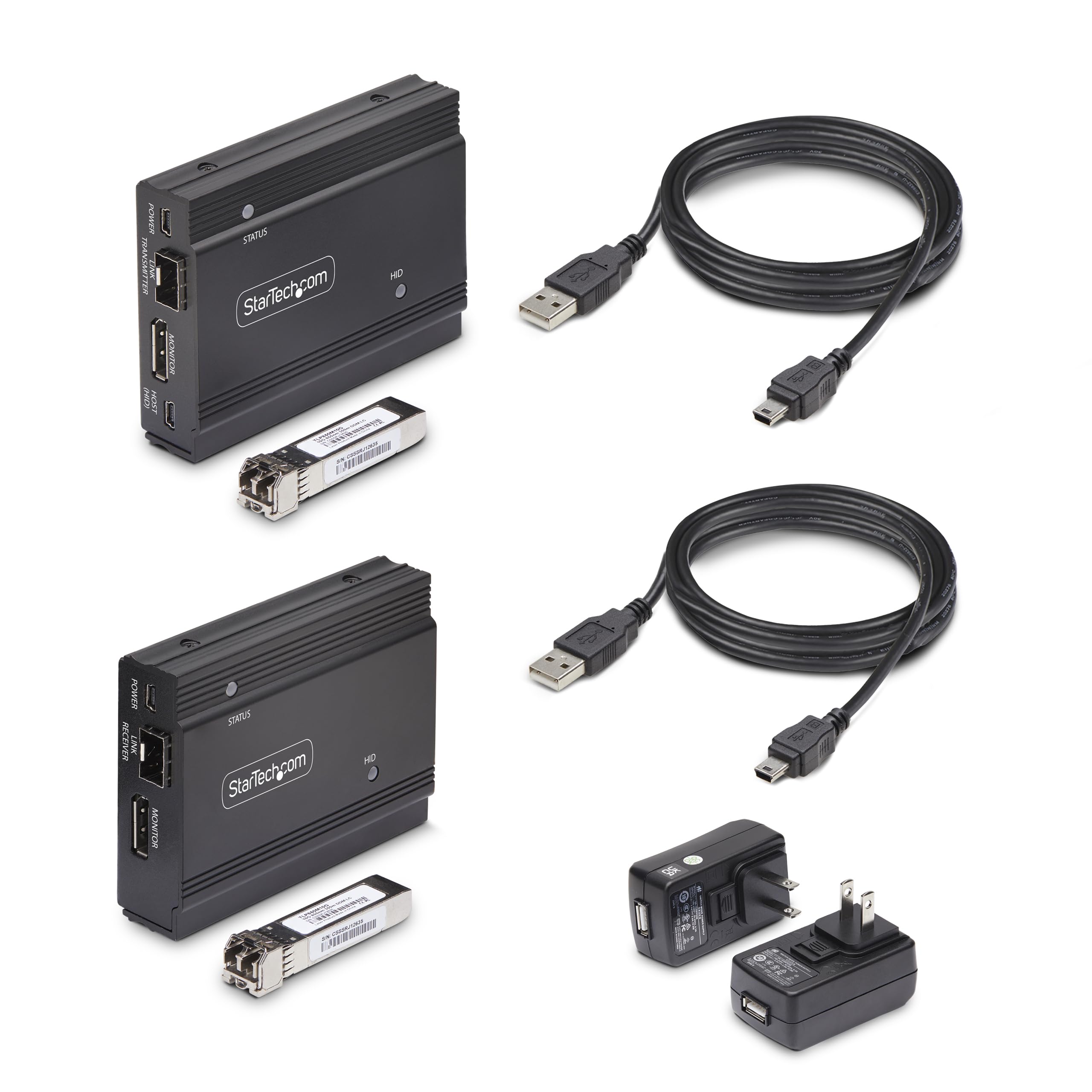 StarTech Extendeur KVM DisplayPort sur Fibre Multimode - 4K 60Hz - 300m | Kit d'extension de console, Modules SFP+ préinstallés, EDID, Sans logiciel, FD121-KVM-EXTENDER