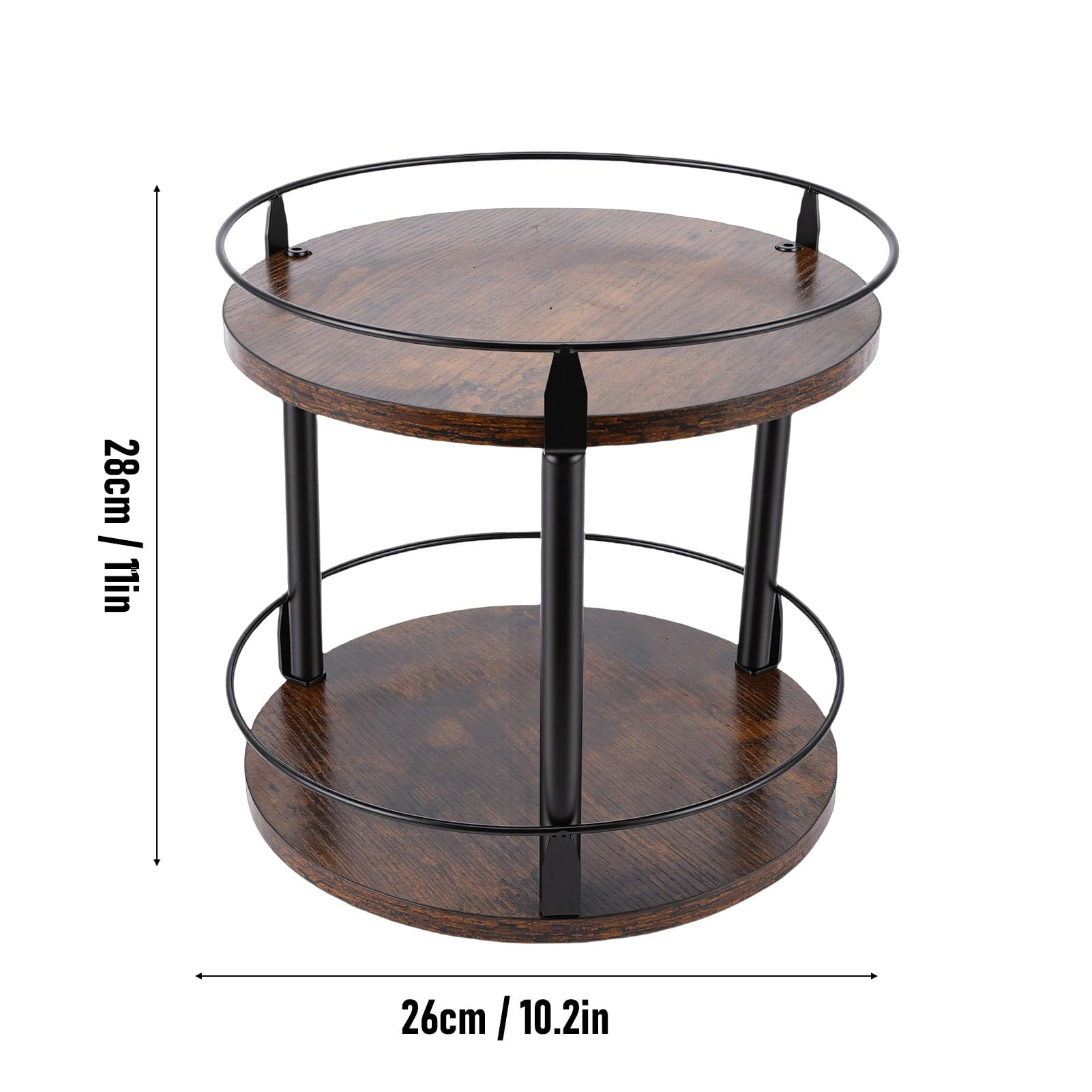 Drewniany, obrotowy stół obrotowy 360°, stojak na przyprawy, 2-poziomowy organizer do przypraw Lazy Susan, oszczędzający miejsce obrotowy uchwyt na blat kuchenny, szafkę i