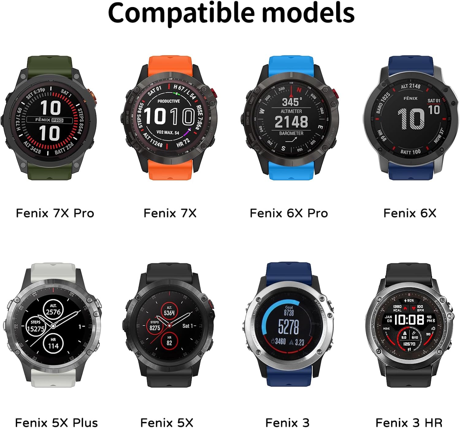 Compatible with Garmin Fenix 7X Band, 26mm Soft Silicone Watch Band Replacement for Fenix 5X/Fenix 6X/Fenix 5X Plus/Fenix 6X Pro/Fenix 7X Pro/Fenix 3/Fenix 3 HR Smartwatch - Image 4