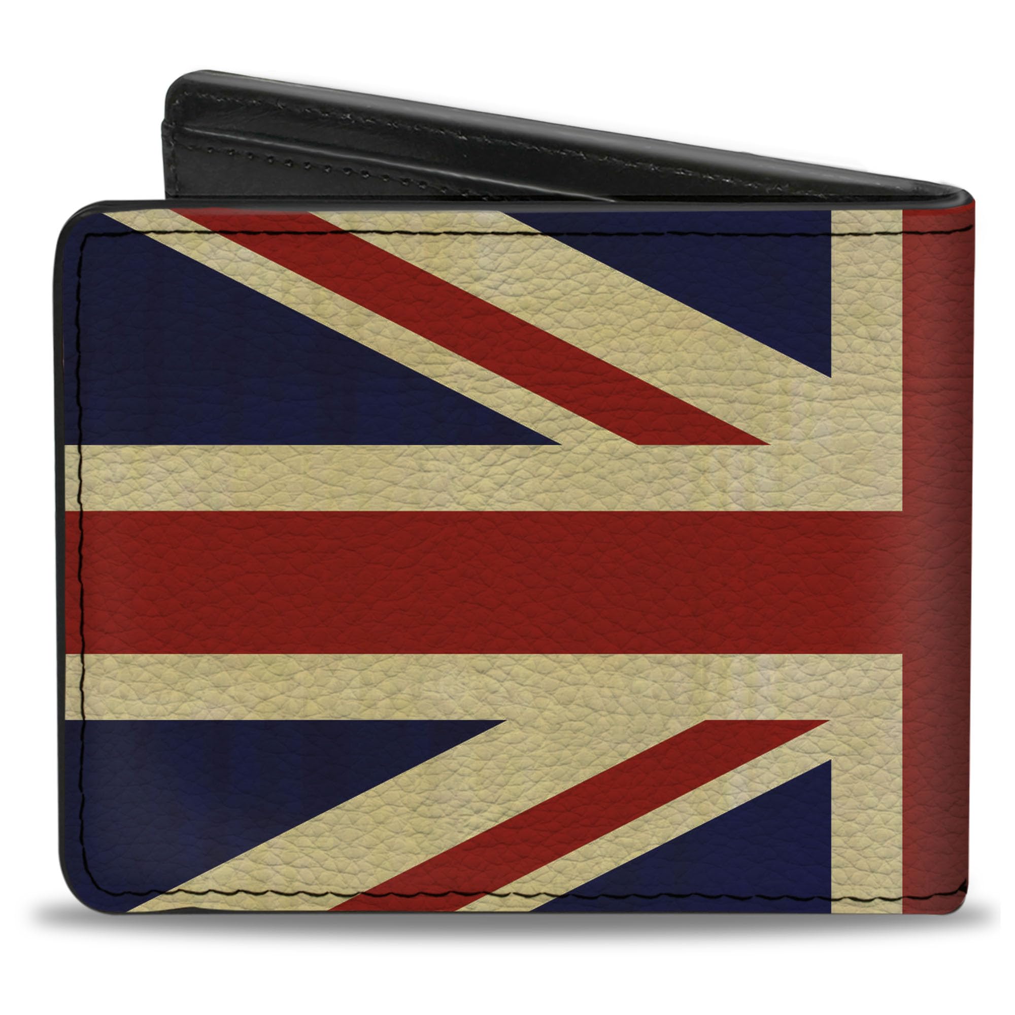 Buckle-Down Men's Wallet, Bifold, Vintage United Kingdom Flags, Vegan Leather, 4.0