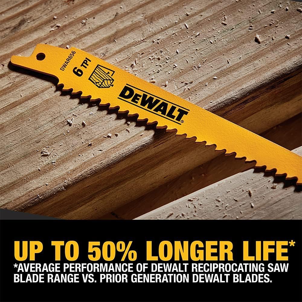 DEWALT Reciprocating Saw Blades, 10 Piece Bi-Metal Combination Set with Case, Various Sizes 6 In to 9 In, Longer Life (DW4898)
