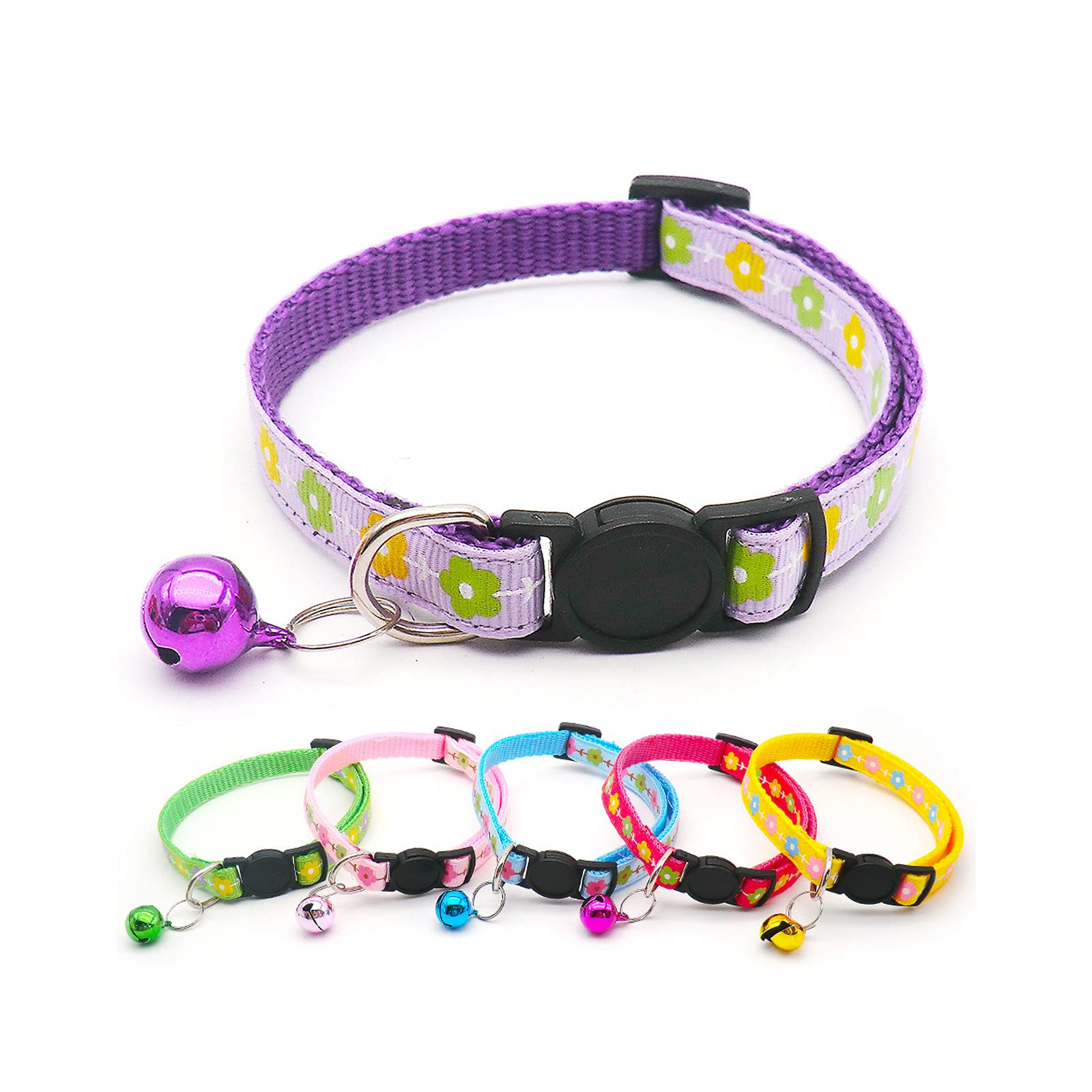 Amazon | 6個ネコ 首輪 猫 首輪 猫の首輪 鈴付き セーフティバックル  