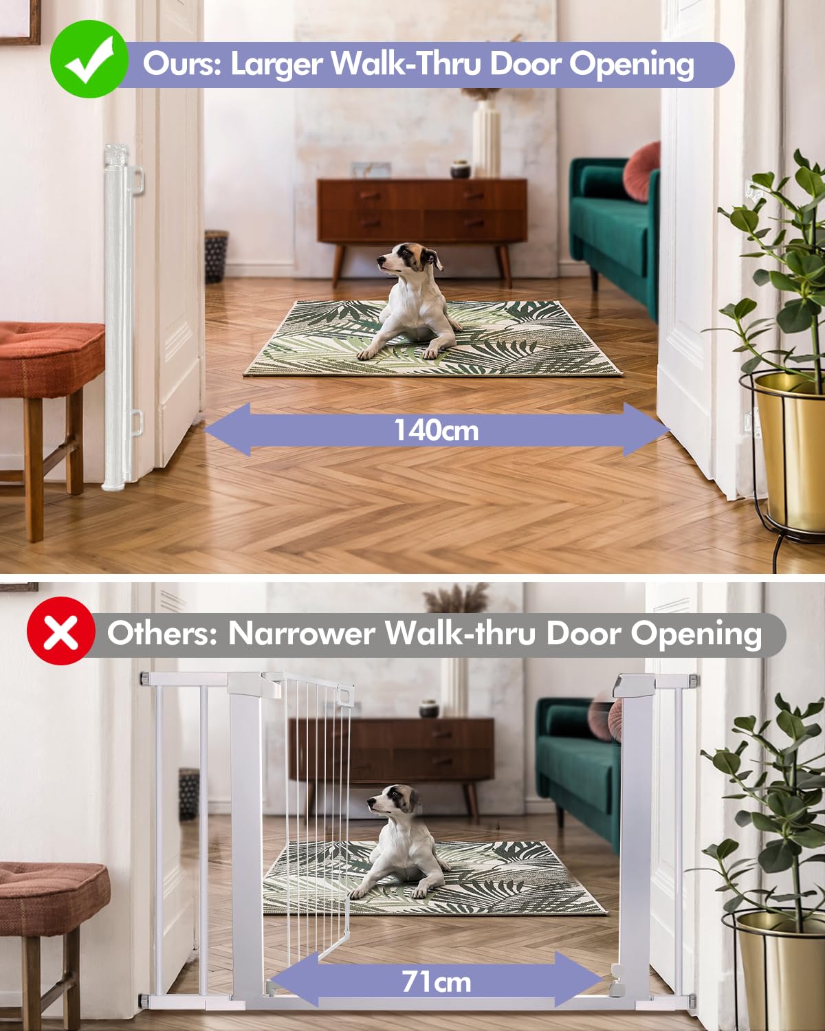 Lexixi ibao Retractable Mesh Baby & Dog Gate, 86cm Tall, Extends up to 180cm Wide, Child Safety Gate for Doorways Stairs - Image 4