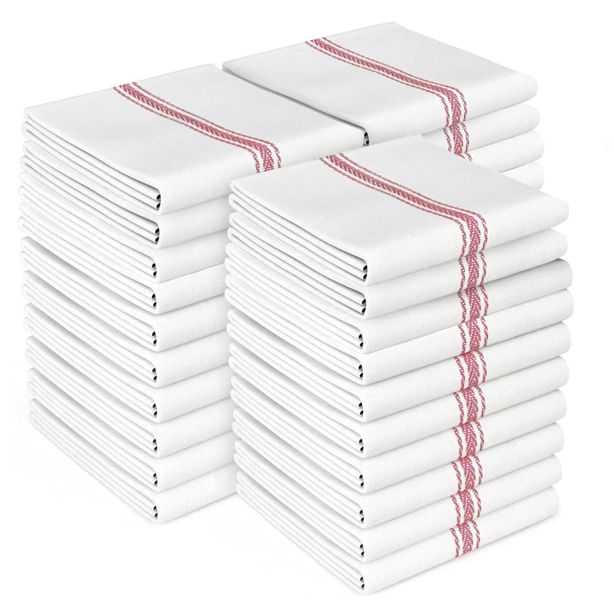 Zeppoli Klassische Küchentücher 30er-Pack – 100% natürliche Baumwolle – Wiederverwendbare Reinigungstücher – rote Geschirrtücher – super saugfähig – maschinenwaschbare Handtücher – 35,6 x 63,5 cm