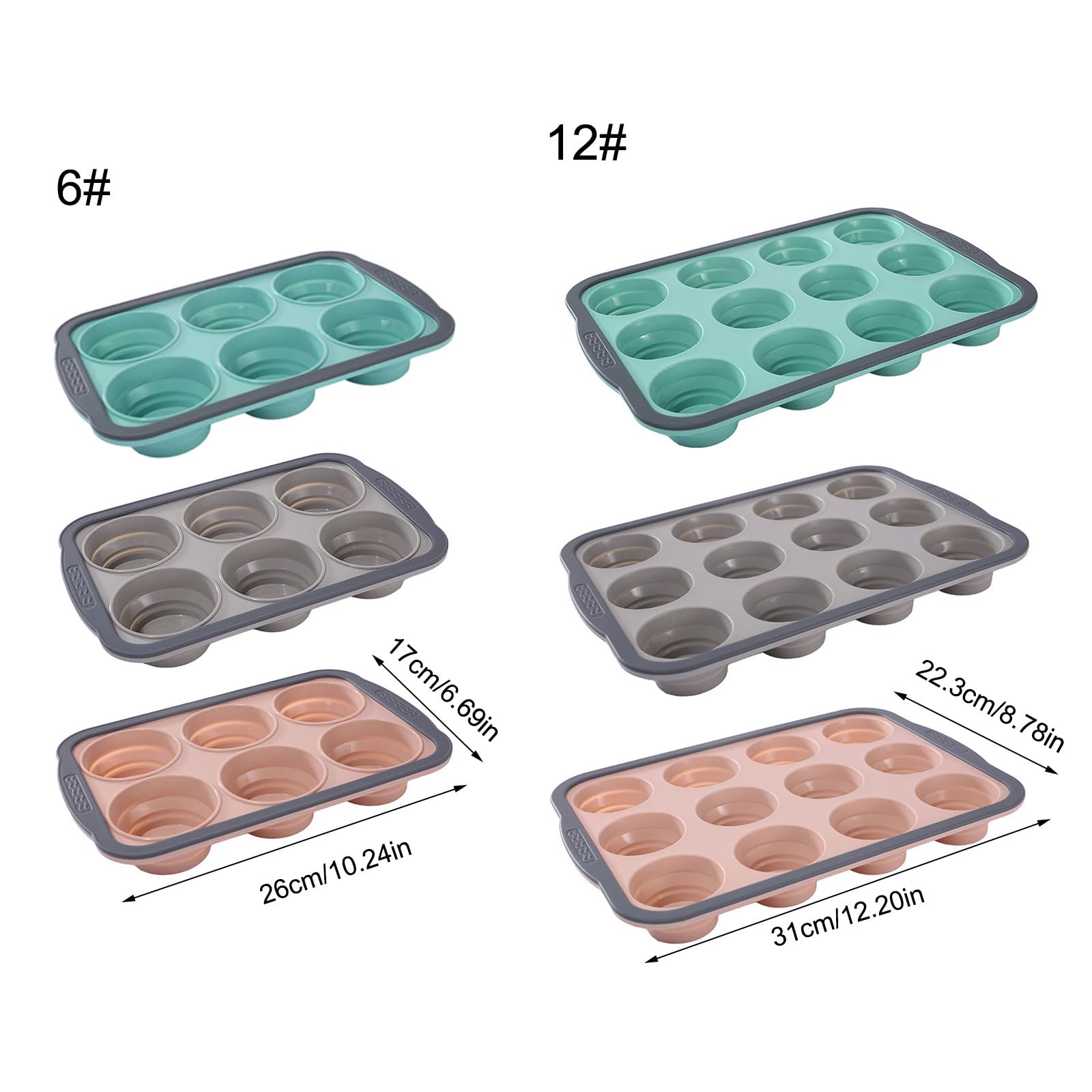 Generisch Molde de silicona resistente al calor con marco de metal, molde para tartas en miniatura, distribución uniforme del calor, molde para magdalenas, moldes de silicona