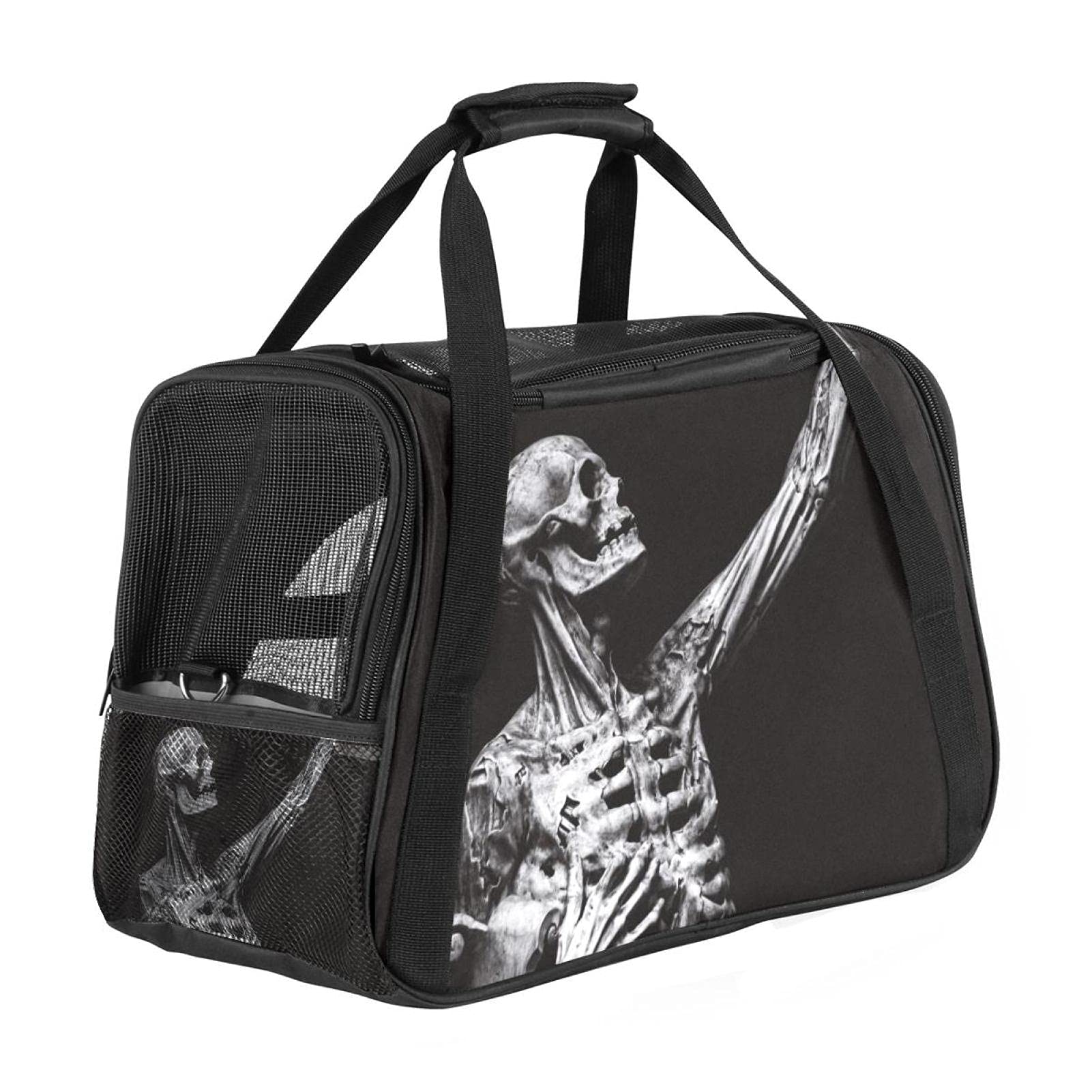 Bolsa de viaje portátil para gato con diseño Selfie Skull y laterales transpirables