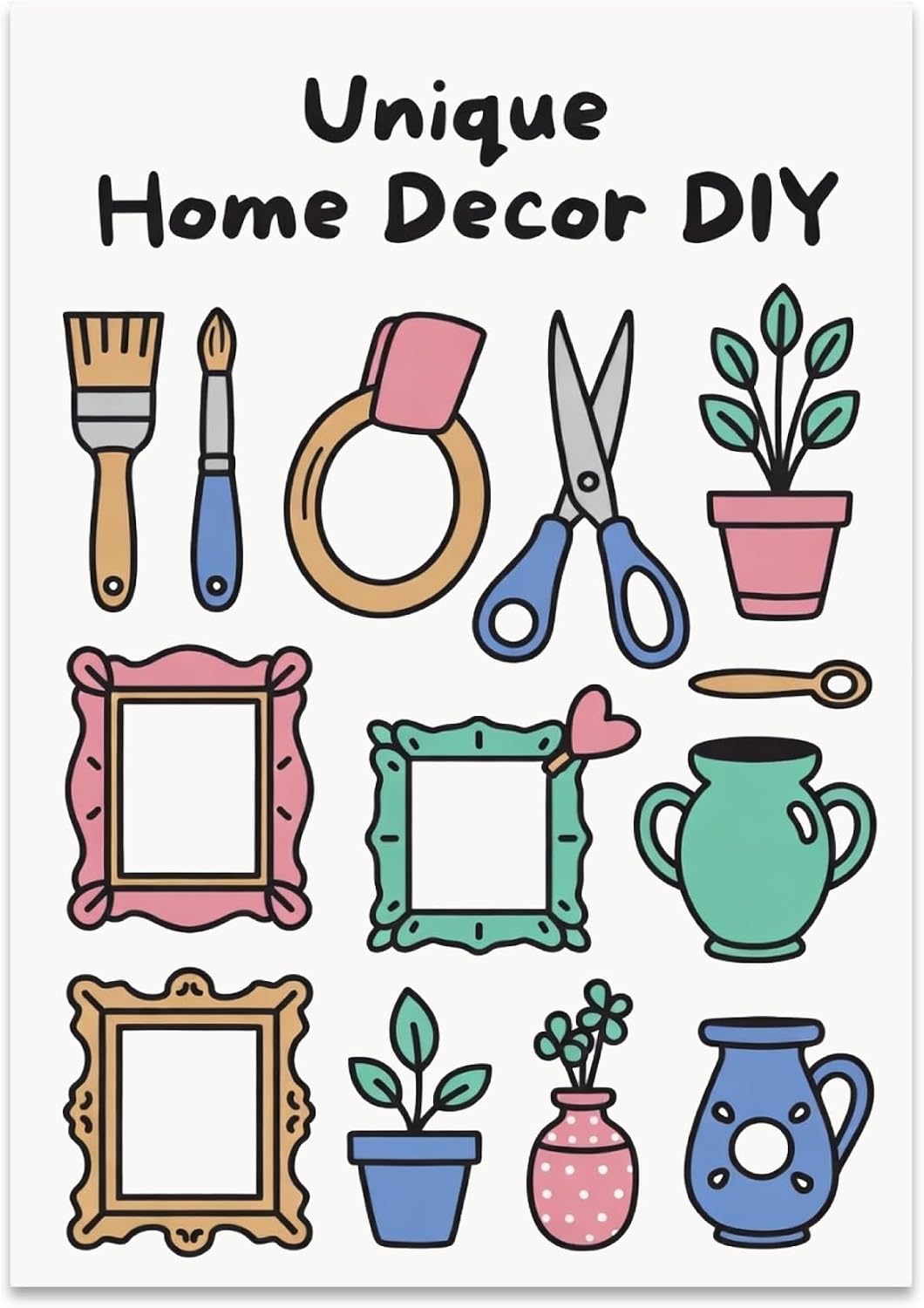 Creative Home Decor Poster Print - Unique Home Decor DIY Inspiration - 13x19 - Pastel Aesthetic