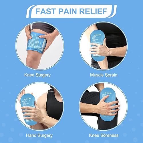 Miniatura 3 de Tutmyrea Paquete de 2 paquetes de hielo de gel, paquetes de hielo flexibles de 9 x 5.1 pulgadas para lesiones reutilizables, compresa caliente y