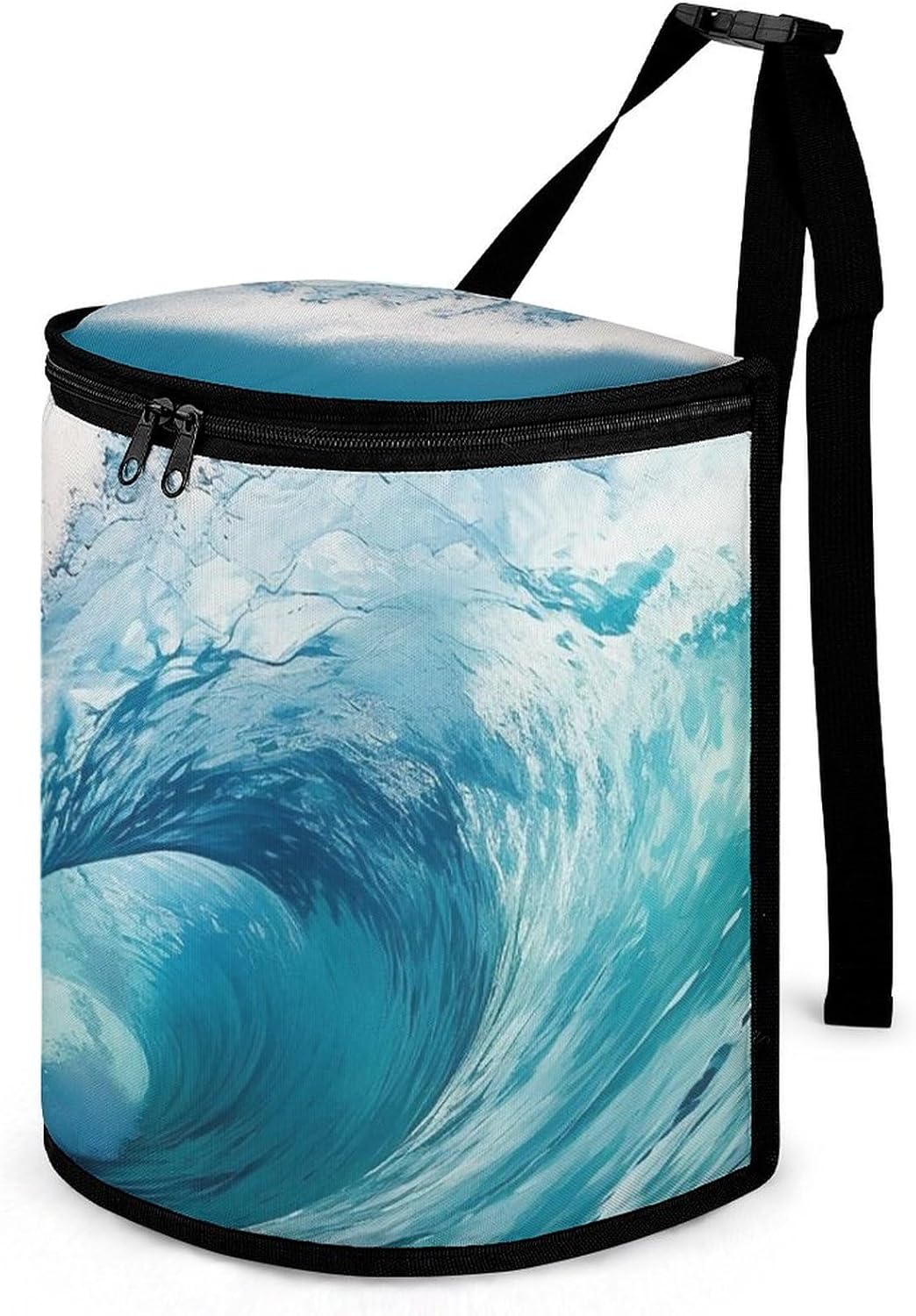 Hanging Car Trash Bag Wave Printed Car Garbage Storage Bag Leakproof Car Trash Can Portable Garbage Storage Bags