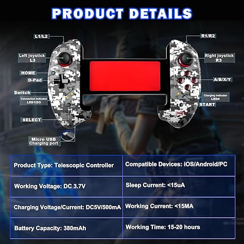 Miniatura 7 de Megadream Wireless Mobile Controller for iPad, Tablet (11"), iPhone 16151413, Android Gamepad for Galaxy Z Fold4, Galaxy Z Flip4, Galaxy S23 S22