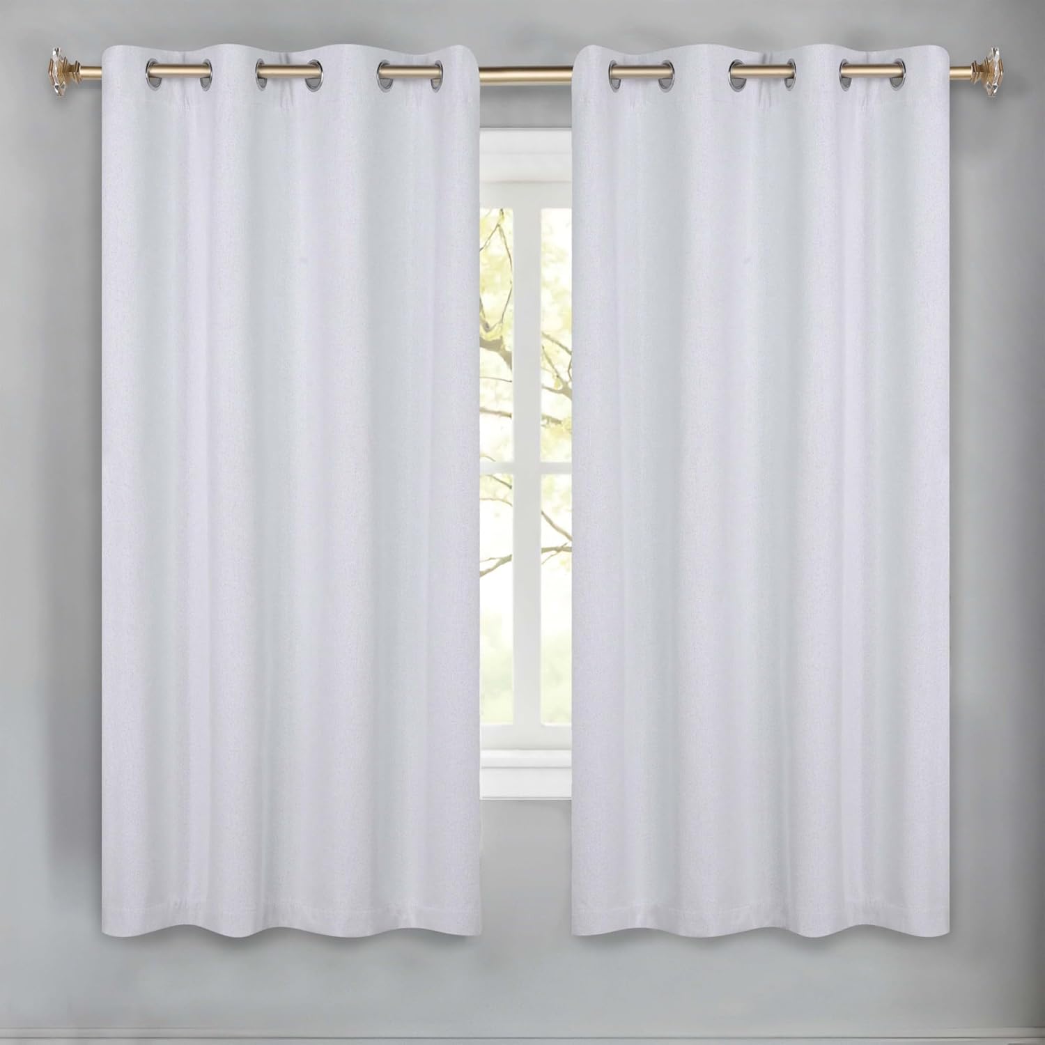 Superior 100% Blackout Curtains, Room Darkening, Sun Blocking, Thermal Drapes, Solid Window Covers, Bedroom, Kitchen, Living Room Accents, Neal Collection, Set of 2 Panels, 52" x 84", Flax Beige