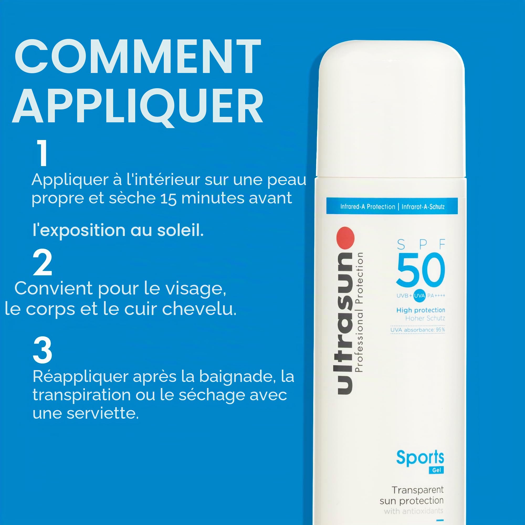 Ultrasun Gel sport transparent SPF50 200 ml