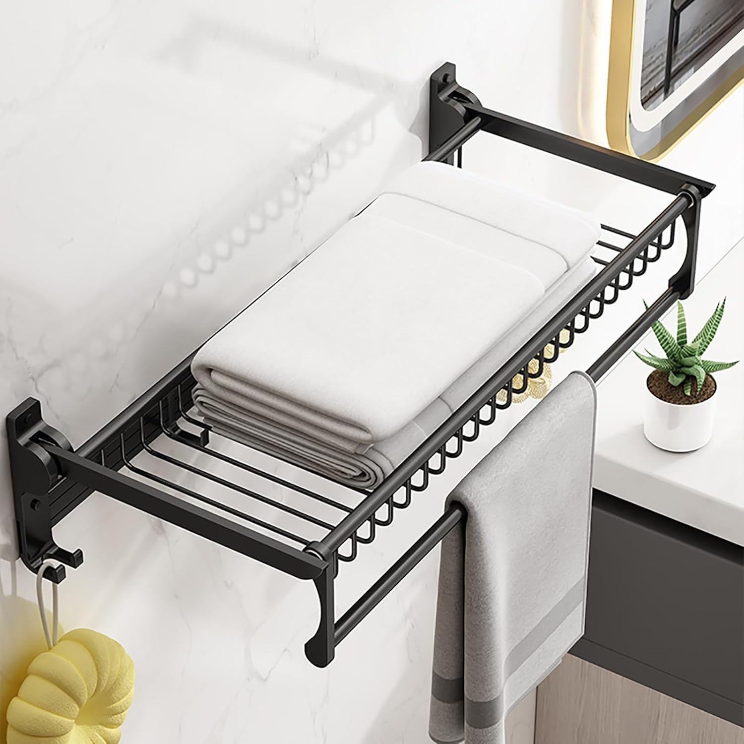JOTDPFRYK Larger Capacity Shower Shelves Super Load Bearing Shower Organizer with Hooks and Towel Bar Wall Mounted Space