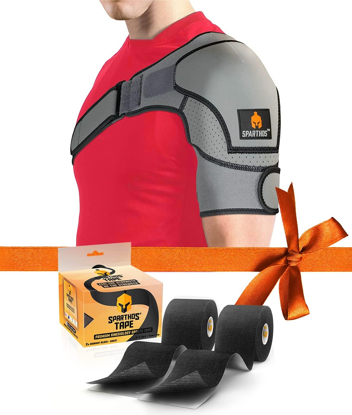 Sparthos Shoulder Brace [Universal Size] x Kinesiology Tape [Midnight Black Pack