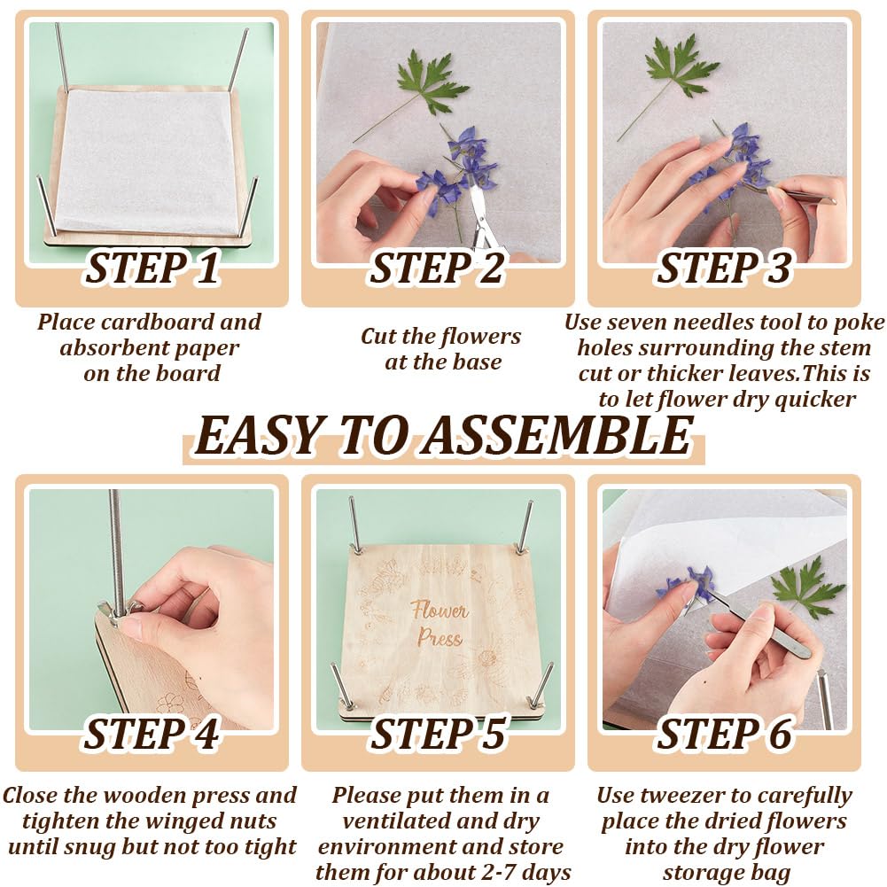 OLYCRAFT Kit Professionale per Fiori a 8 Strati 24.7x24.7cm Kit per Pressa Fiore in Legno Kits per Pressare Fiore con Motivo Api Kits per La Conservazione Dei Floreale per Adulti Amanti Dei Fiori