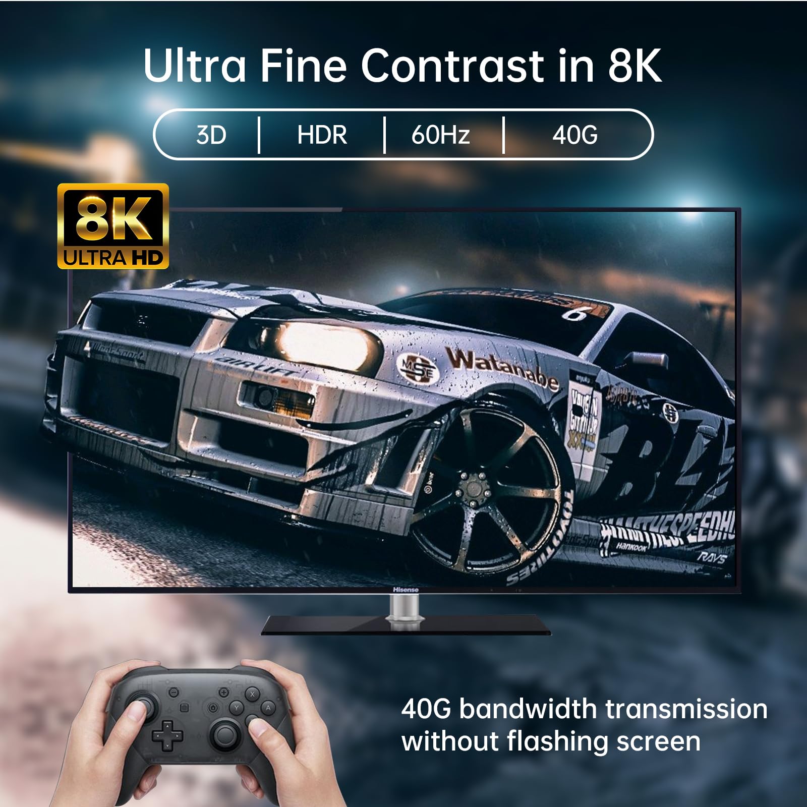MT-VIKI Splitter HDMI 8K 1x2 1 in 2 Out, 1x2 Splitter HDMI in alluminio, duplicato/specchio, 40 Gbps, HDCP2.3, HDMI 2.1, EDID