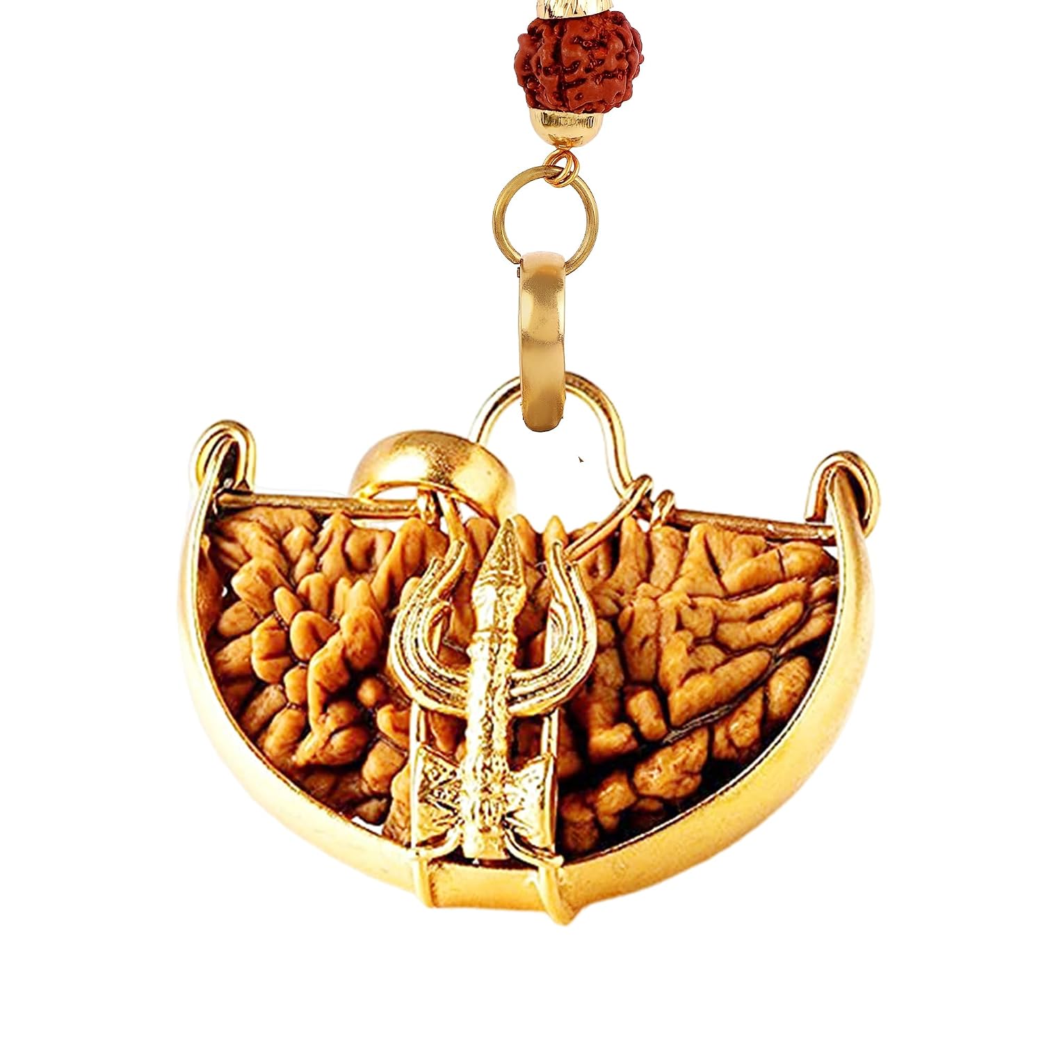 MITHILA HANDICRAFTS One Face Rudraksha Ek Mukhi Rudraksha Natural Lab Certified Trishul Shaped In Panch-Dhatu Pendant, Brown - Review, Price and Buying Guide