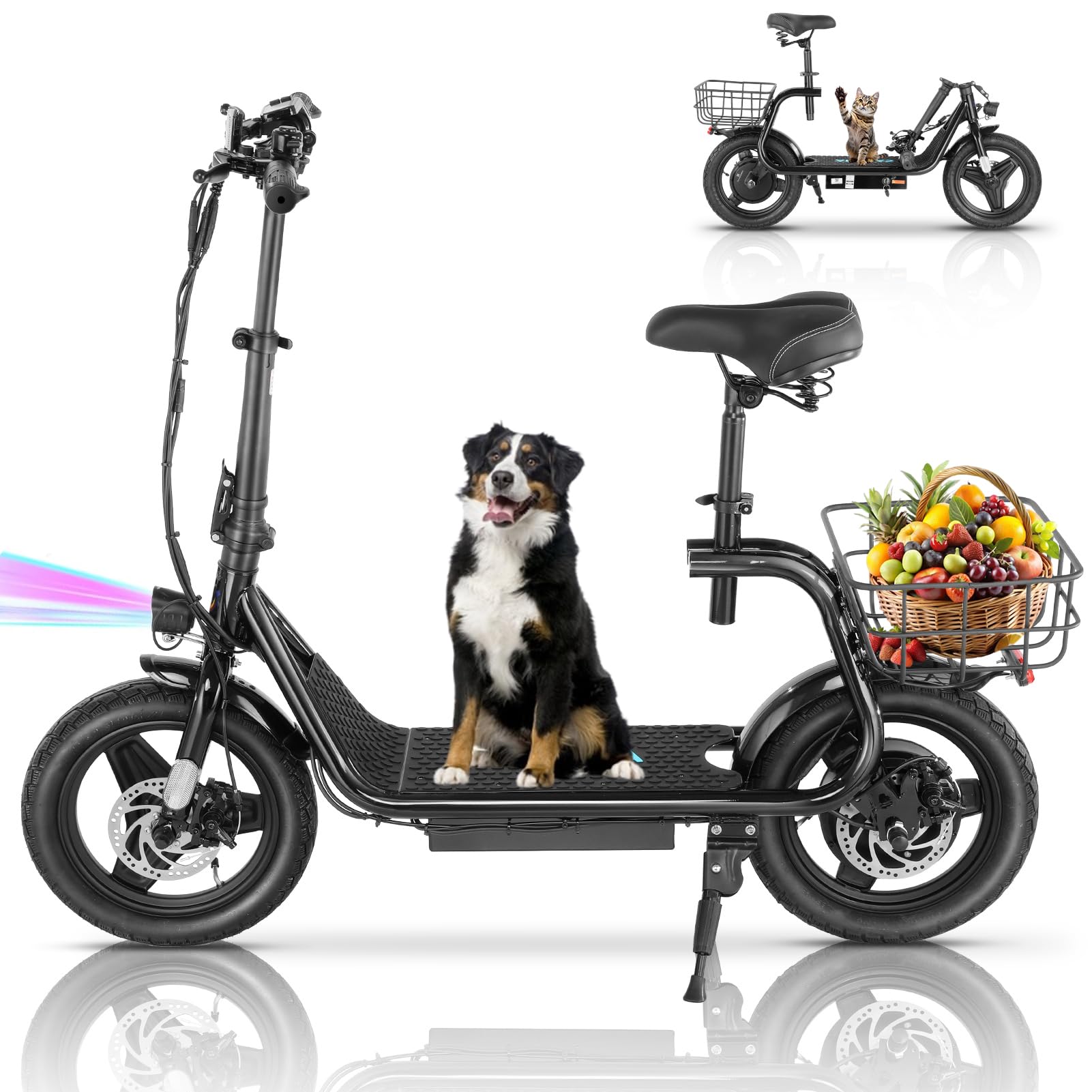 Caroma Peak 1200W Adult Electric Scooter with Seat 14 12 Tire 30 Miles Max Range Electric Scooter Adults