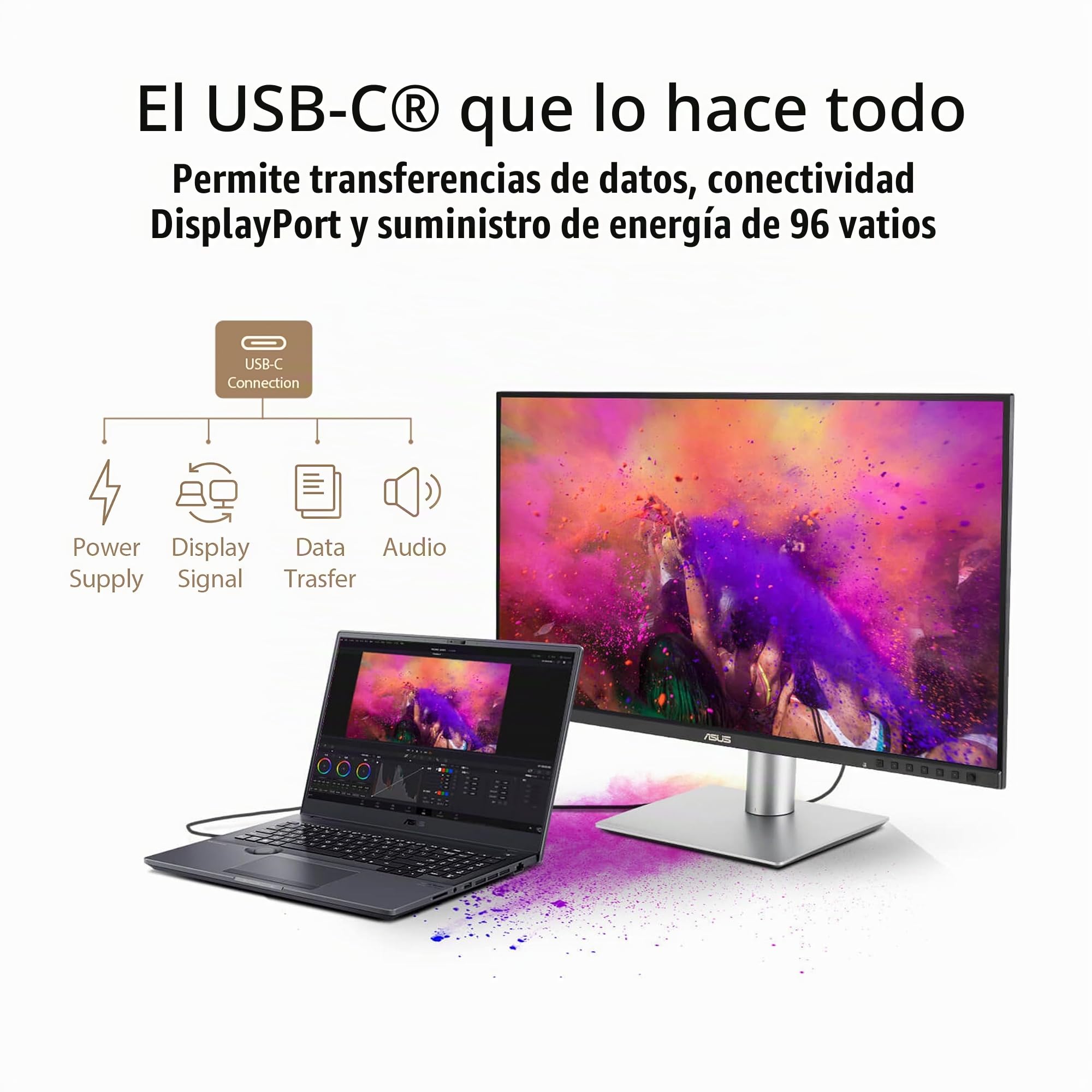 ASUS ProArt Display PA24ACRV - Monitor Profesional de 23,8 Pulgadas, IPS, QHD(2560x1440), 95% DCI-P3, ΔE<2, USB-C, VESA DisplayHDR 400, VESA MediaSync, Soporte ergonómico, Sostenibilidad ecológica