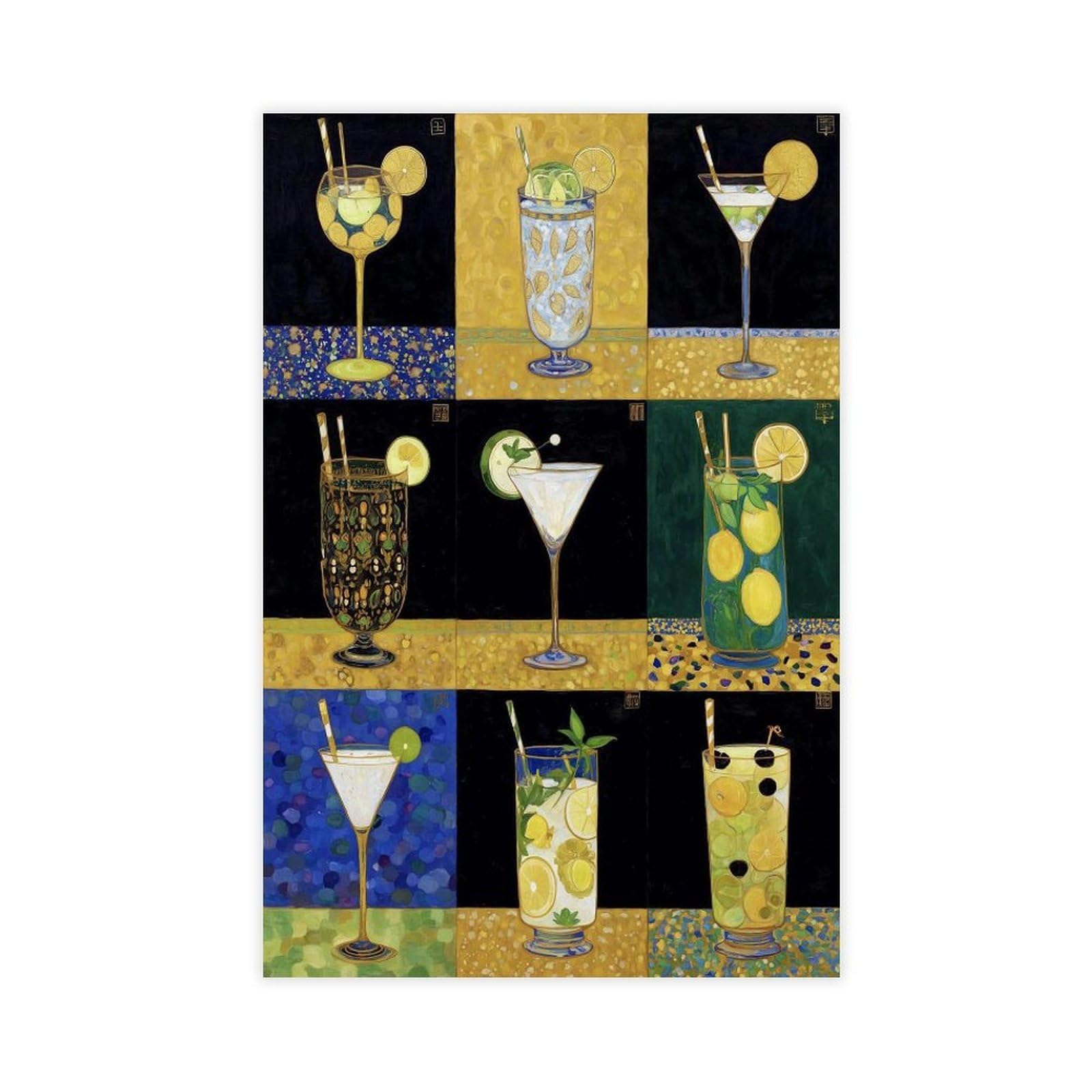 Ywtjax Unframe-Style Cocktail Glasses Poster Canvas Poster For Dorm Room Decor Gift
