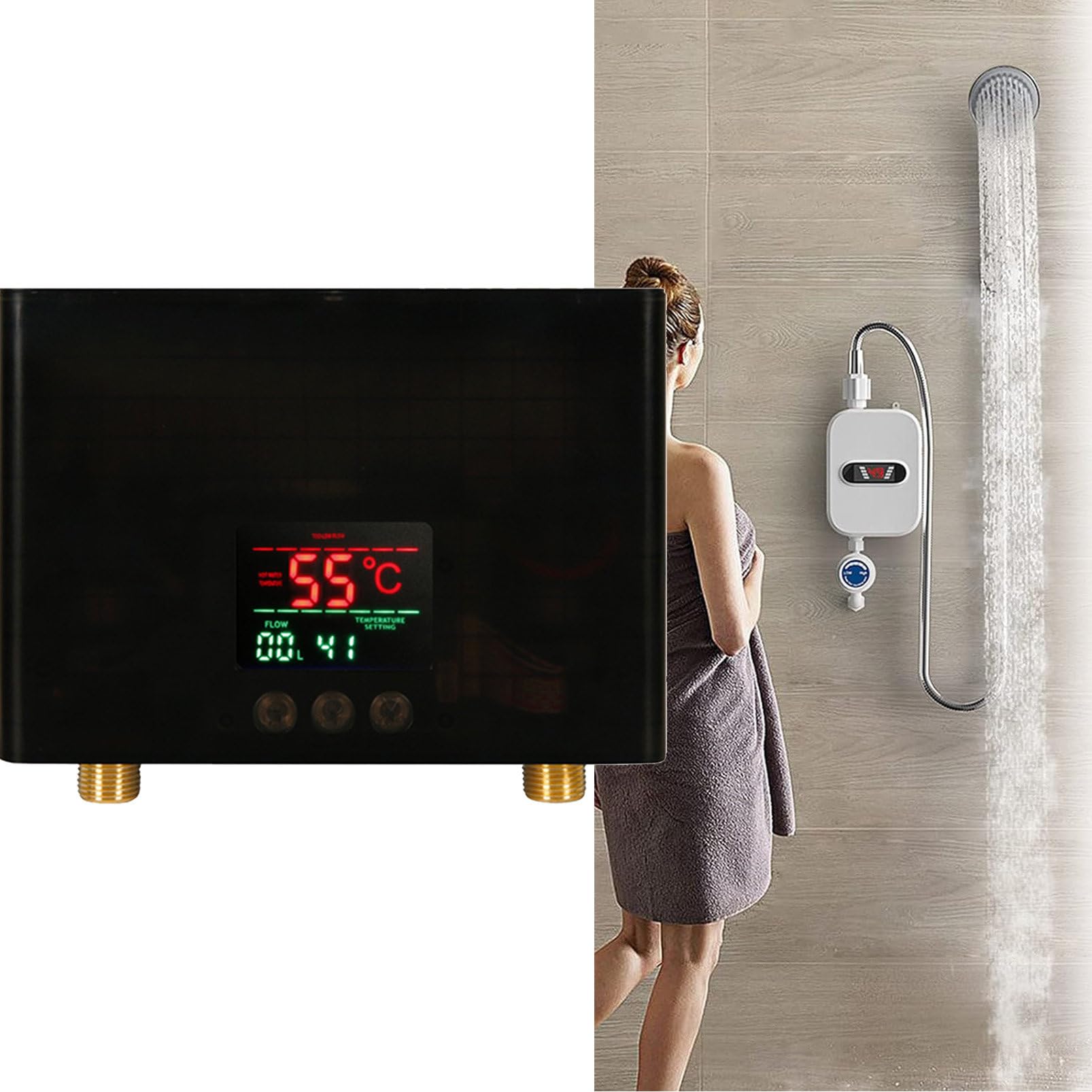 Calentador De Agua EléCtrico InstantáNeo, Mini Calentador De Agua EléCtrico Sin Tanque, Calentador De Agua InstantáNeo De Temperatura Constante con Control Remoto,Black-110V