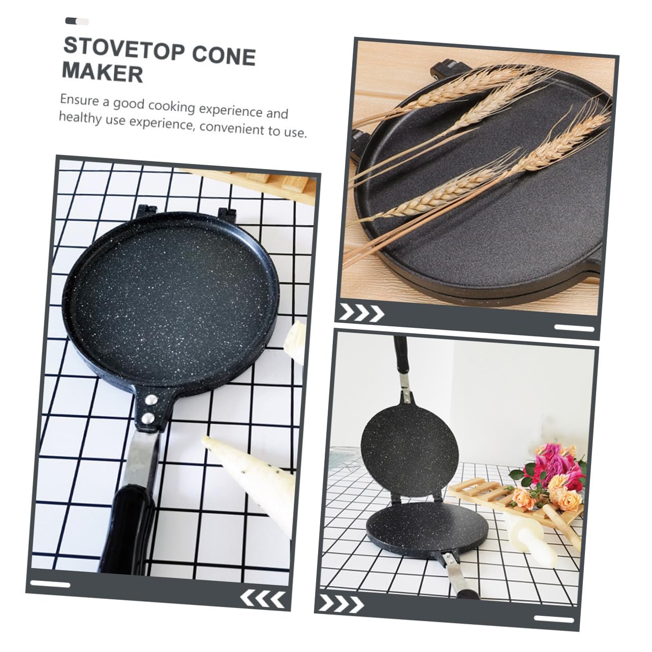 Stampo per Cialde e Roll di Uovo Rotondo Nero in Lega di Alluminio | Antiaderente, Uso Casa e Negozio, Utensile Versatile per Preparazioni da Forno e Lavorazione Dessert