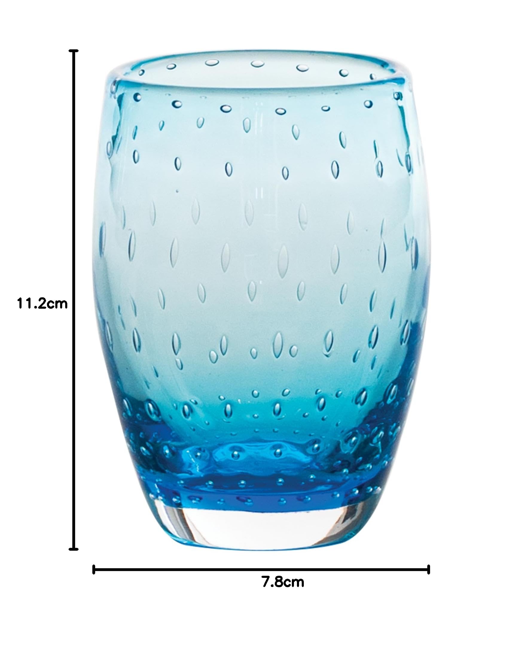 Zafferano Bolicante nach alter Tradition handgefertigtes Glas imit Luftblasen Optik, Set mit 6 Stück (Aquamarin)