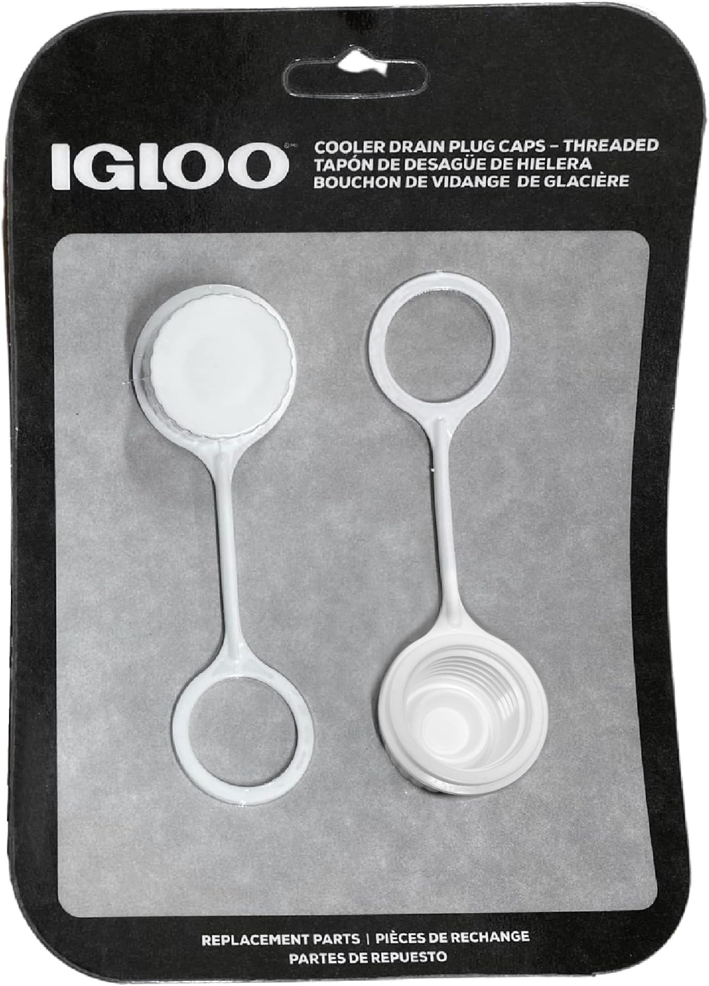 Igloo Cooler Threaded Drain Plug Caps with Plastic Tether 20049 White Small