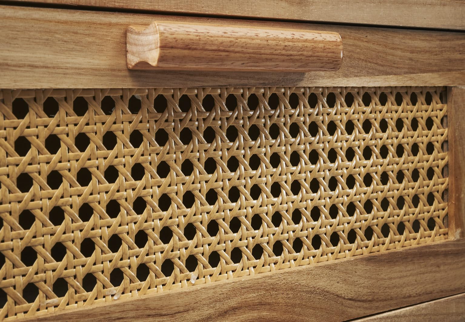 Kobolo Nachttisch Holz braun | 40x35x50 cm | Kleiner Nachtschrank mit Schublade & Fach | Kommode im Boho Vintage Look | Beistelltisch fürs Schlafzimmer Wohnzimmer Flur Wiener Geflecht