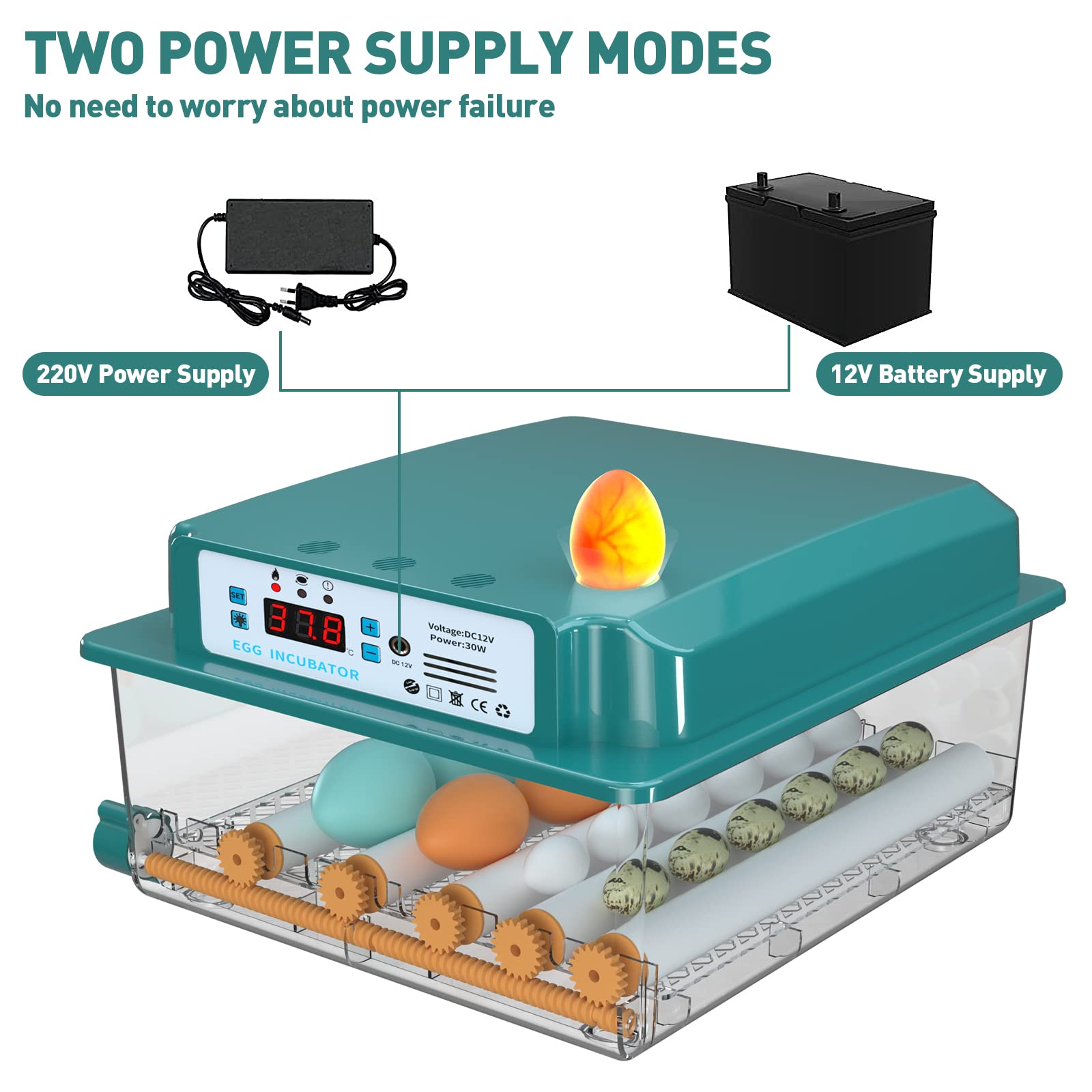 WMLBK Incubadora totalmente automática para pollos, con sistema de rotación automático y control de temperatura, incubadora de huevos para 12-16 huevos (16)