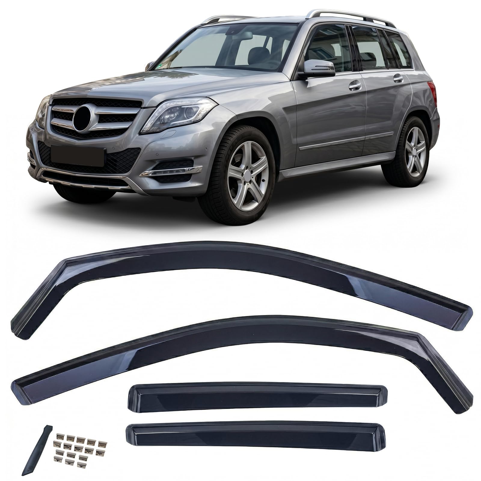 Windabweiser Regenabweiser 4-teilig Schwarz für Mercedes GLK X204 2008-2015
