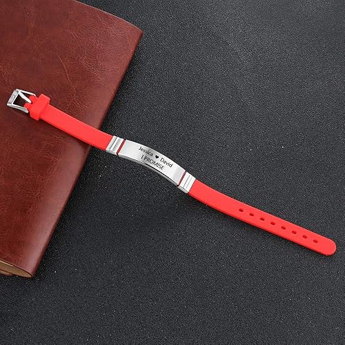 Miniatura 3 de Free Engraving 9 Inches Waterproof ID Personalized Silicone Adjustable Medical Alert Bracelets Sport Emergency ID Bracelets for Men Women (Style 1)