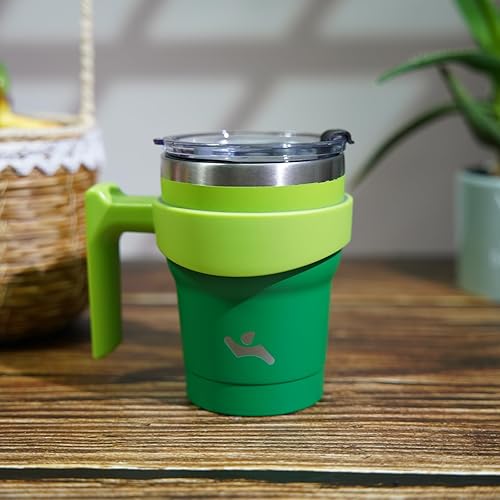 Miniatura 275 de 10 oz Tumbler with Handle and 2 Straw 2 Lid, Insulated Water Bottle Stainless Steel Vacuum Cup Reusable Travel Mug,Turquoise Negro